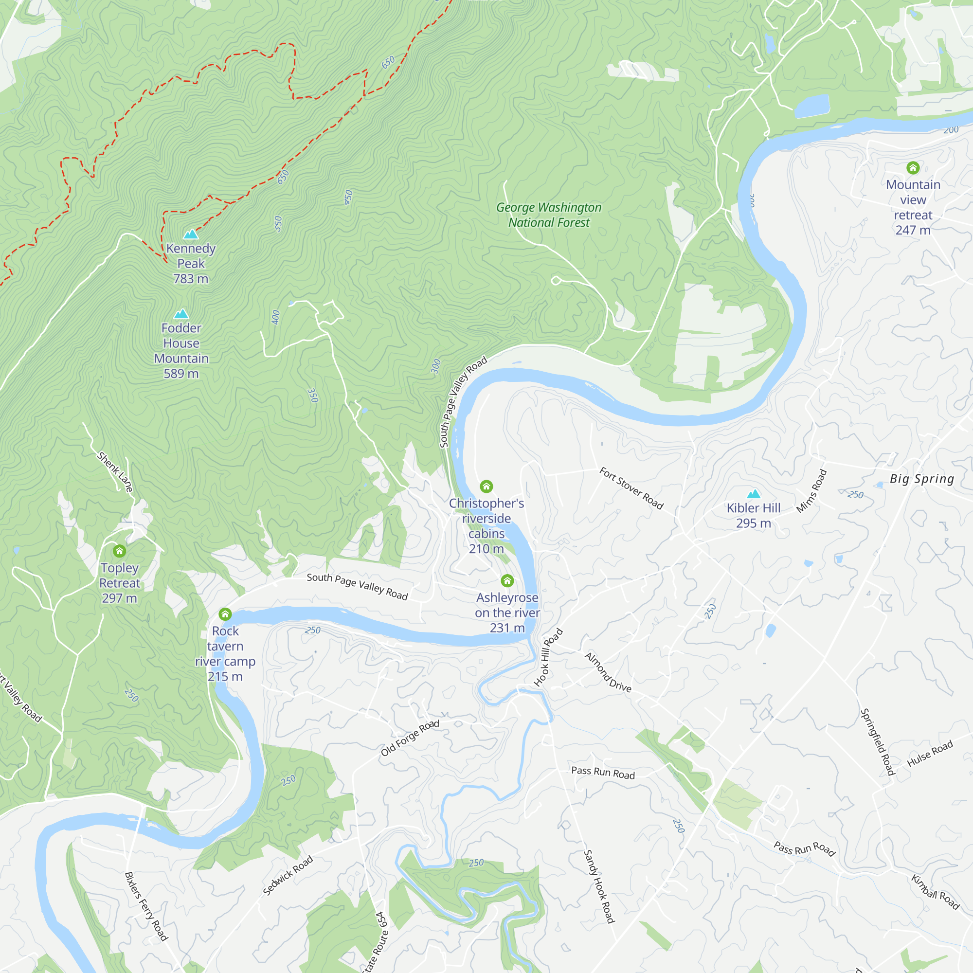 Christopher's riverside cabins map