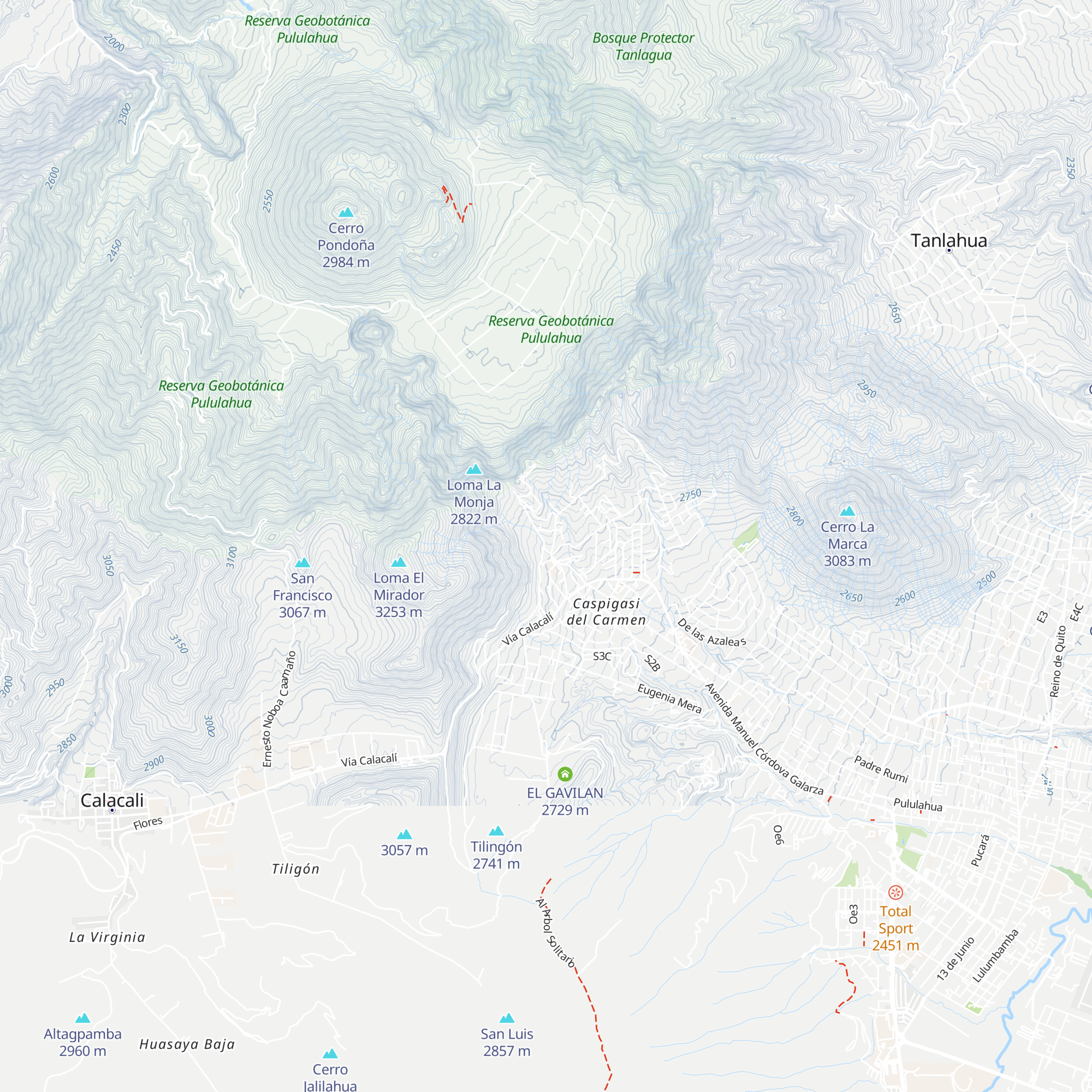 Refugio 42 del Pululahua map