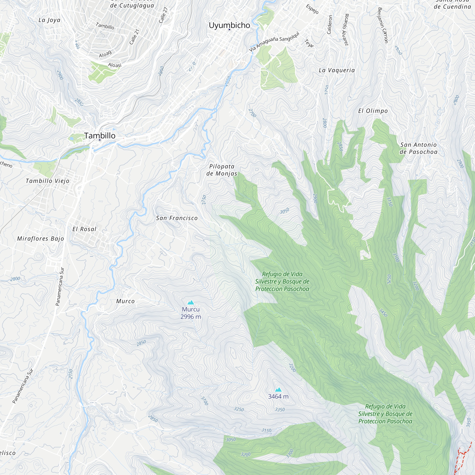 Pasochoa Ecological Reserve - Entrance & Checkpoint map