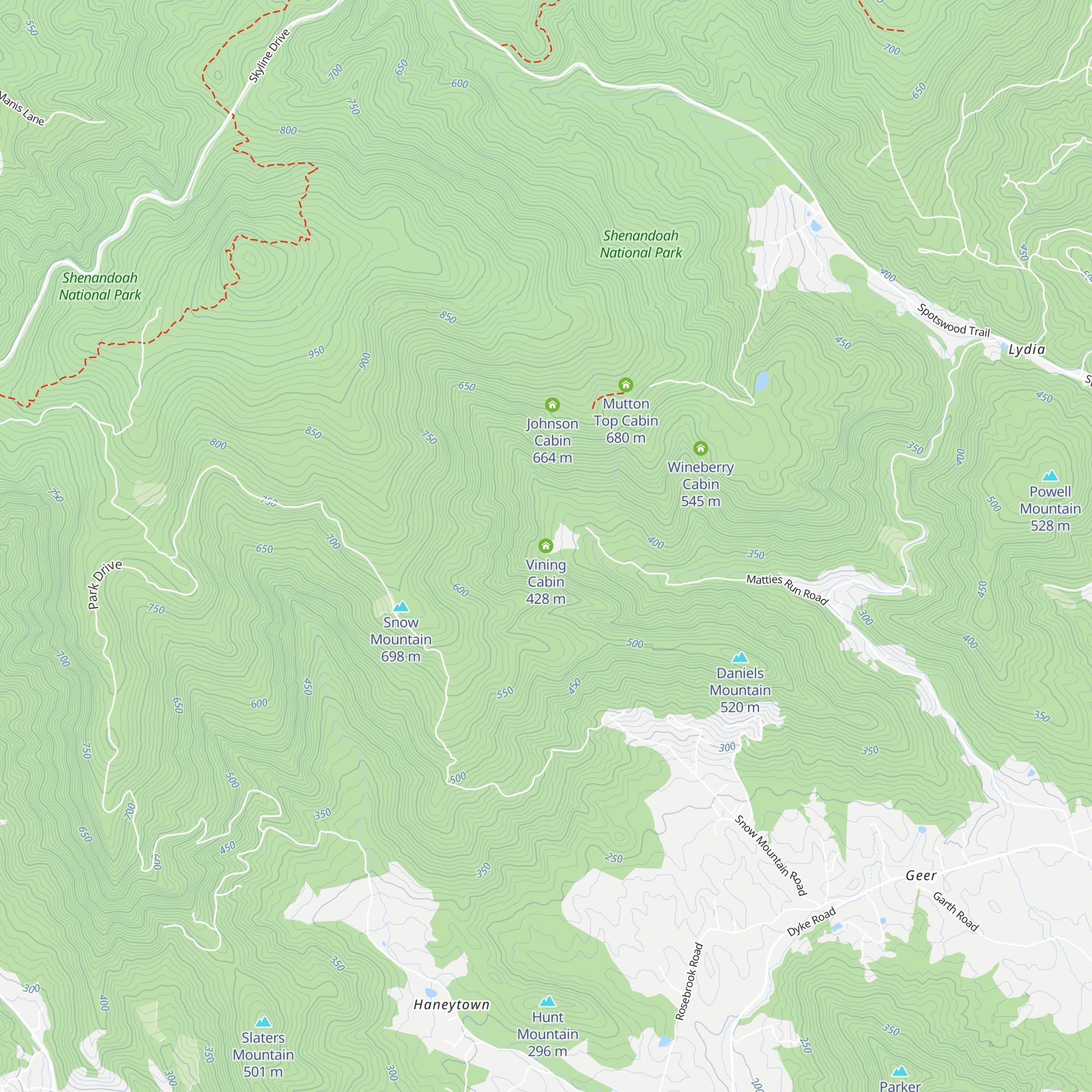 Vining Cabin map