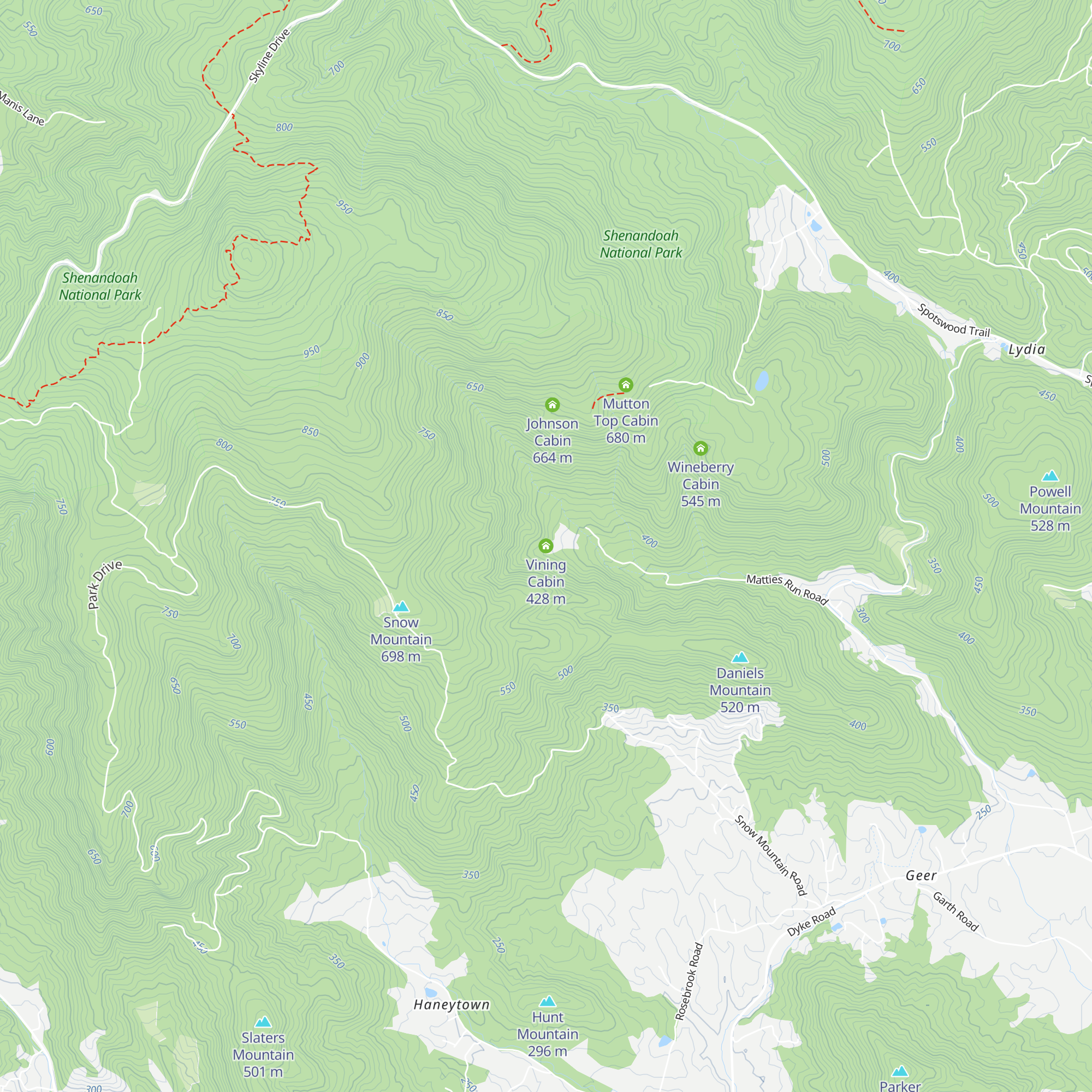Vining Cabin map