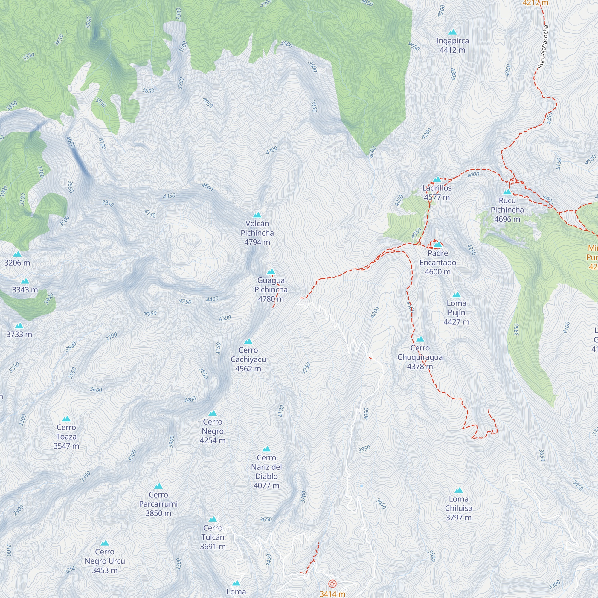 Guagua Pichincha Refuge map