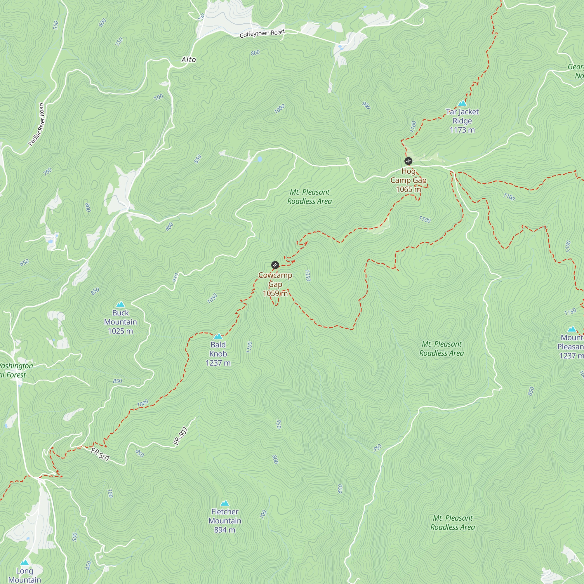Cow Camp Gap Shelter map