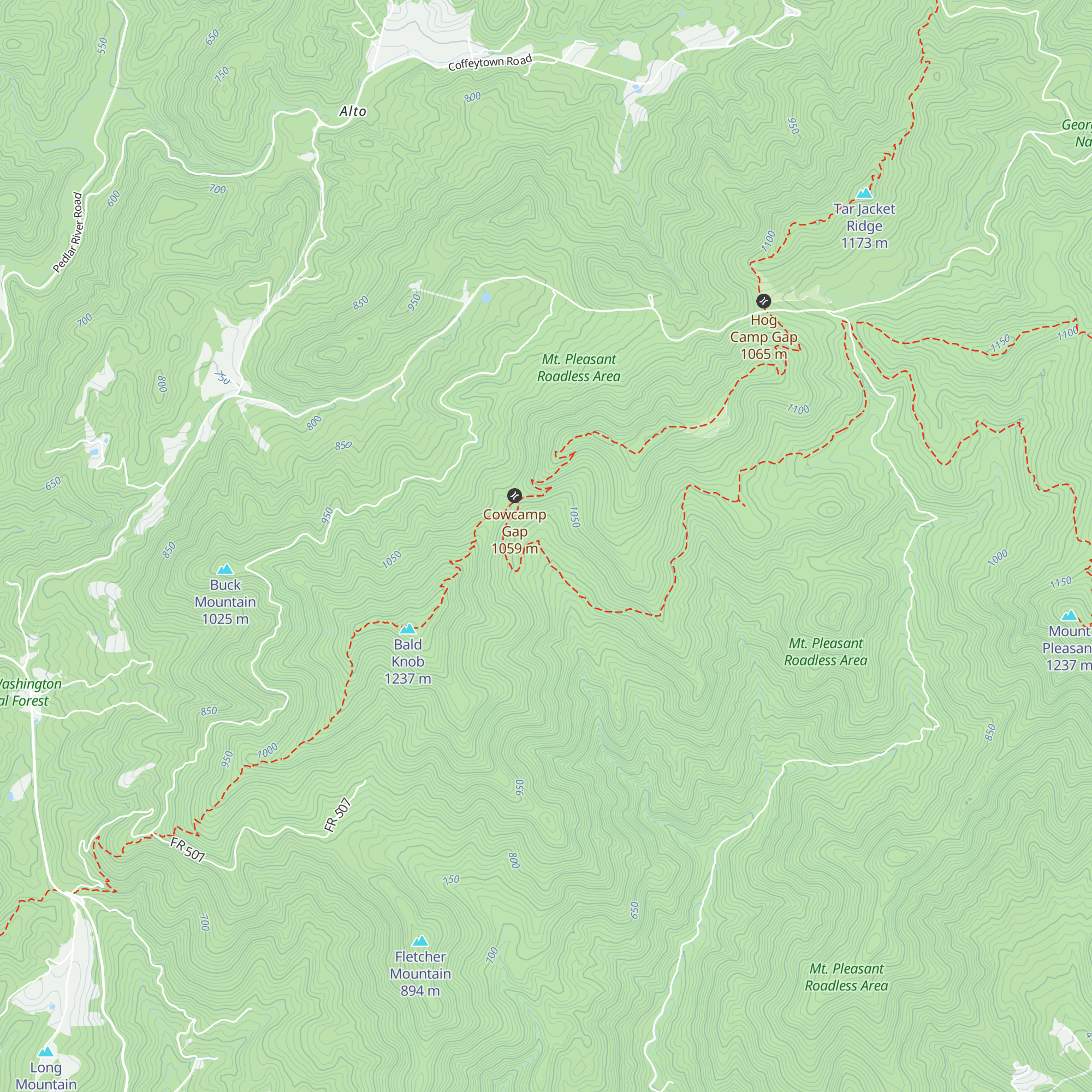 Cow Camp Gap Shelter map