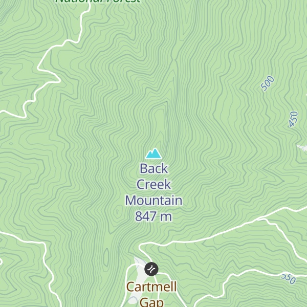 Map of Back Creek Mountain