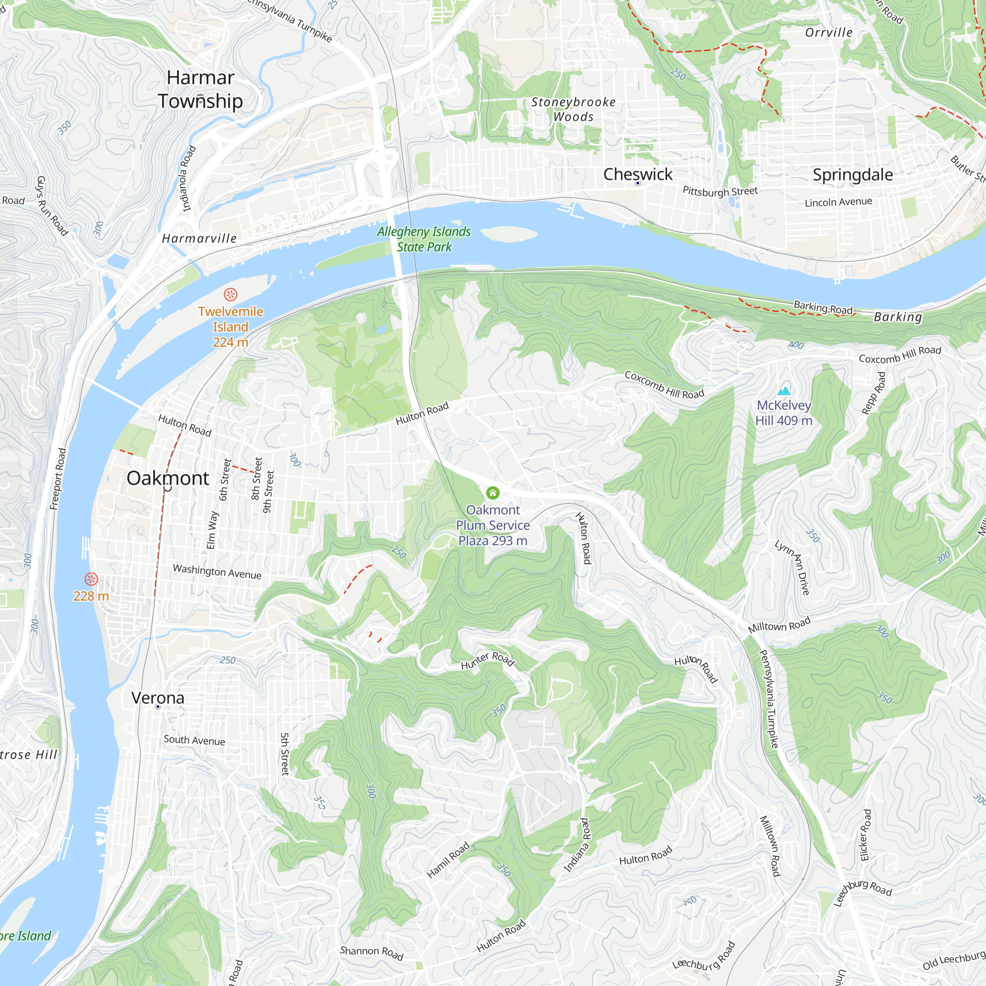 Oakmont Plum Service Plaza map