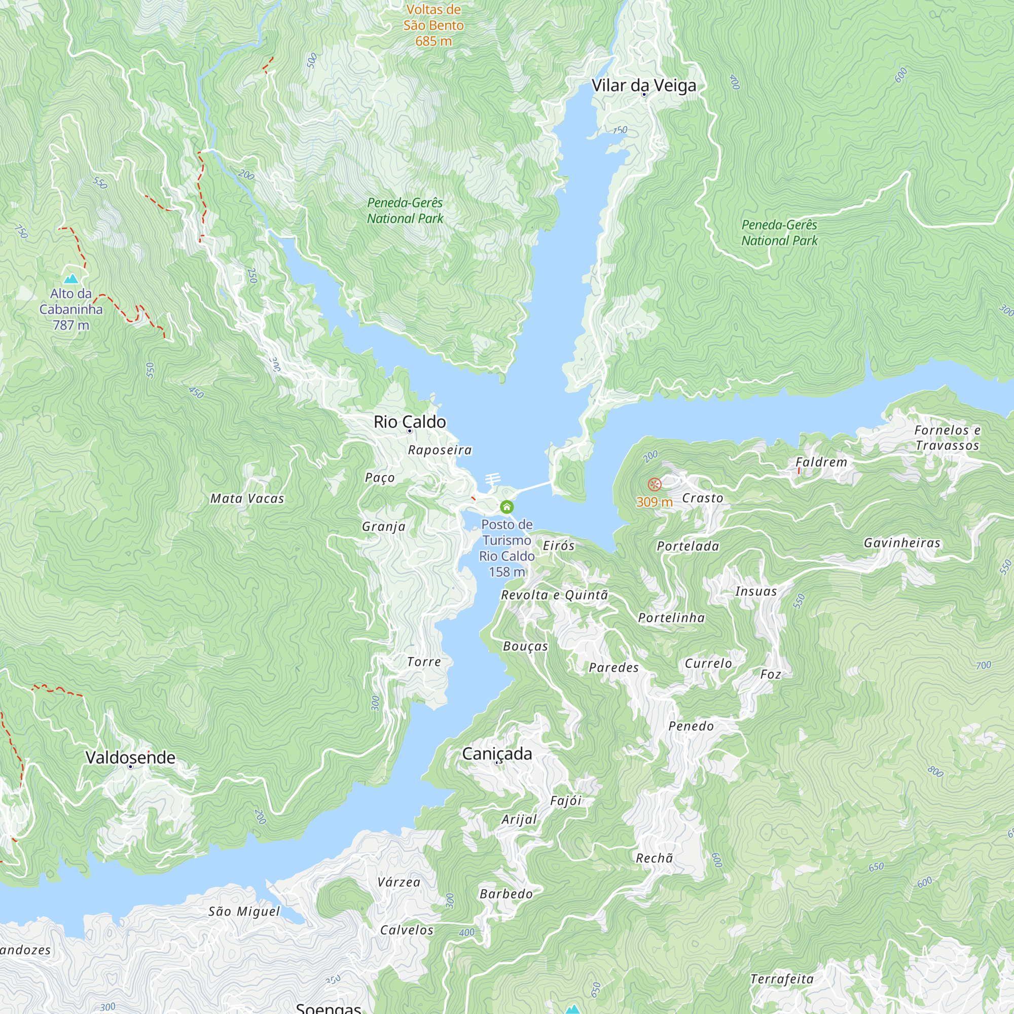 Posto de Turismo Rio Caldo map