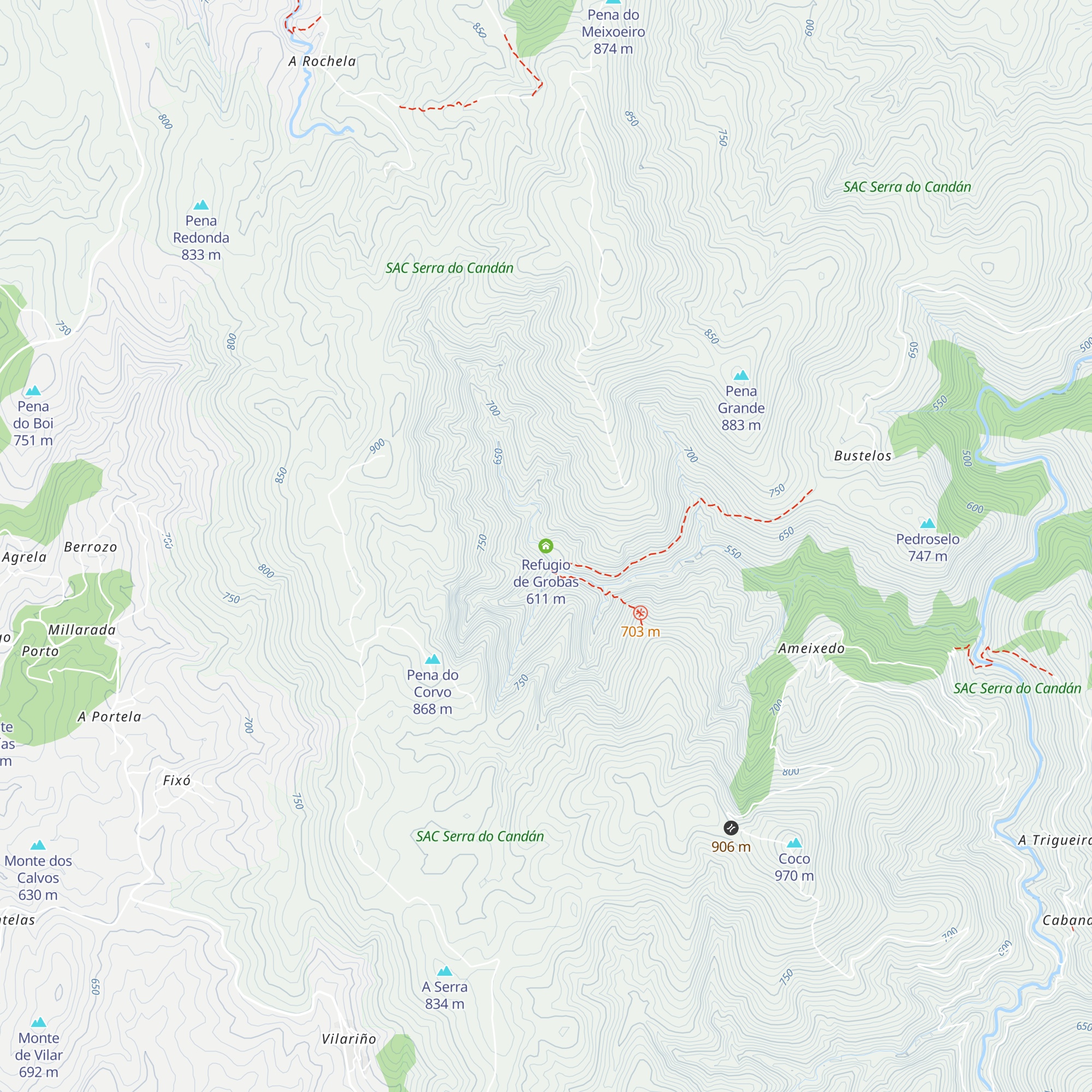 Refugio de Grobas map