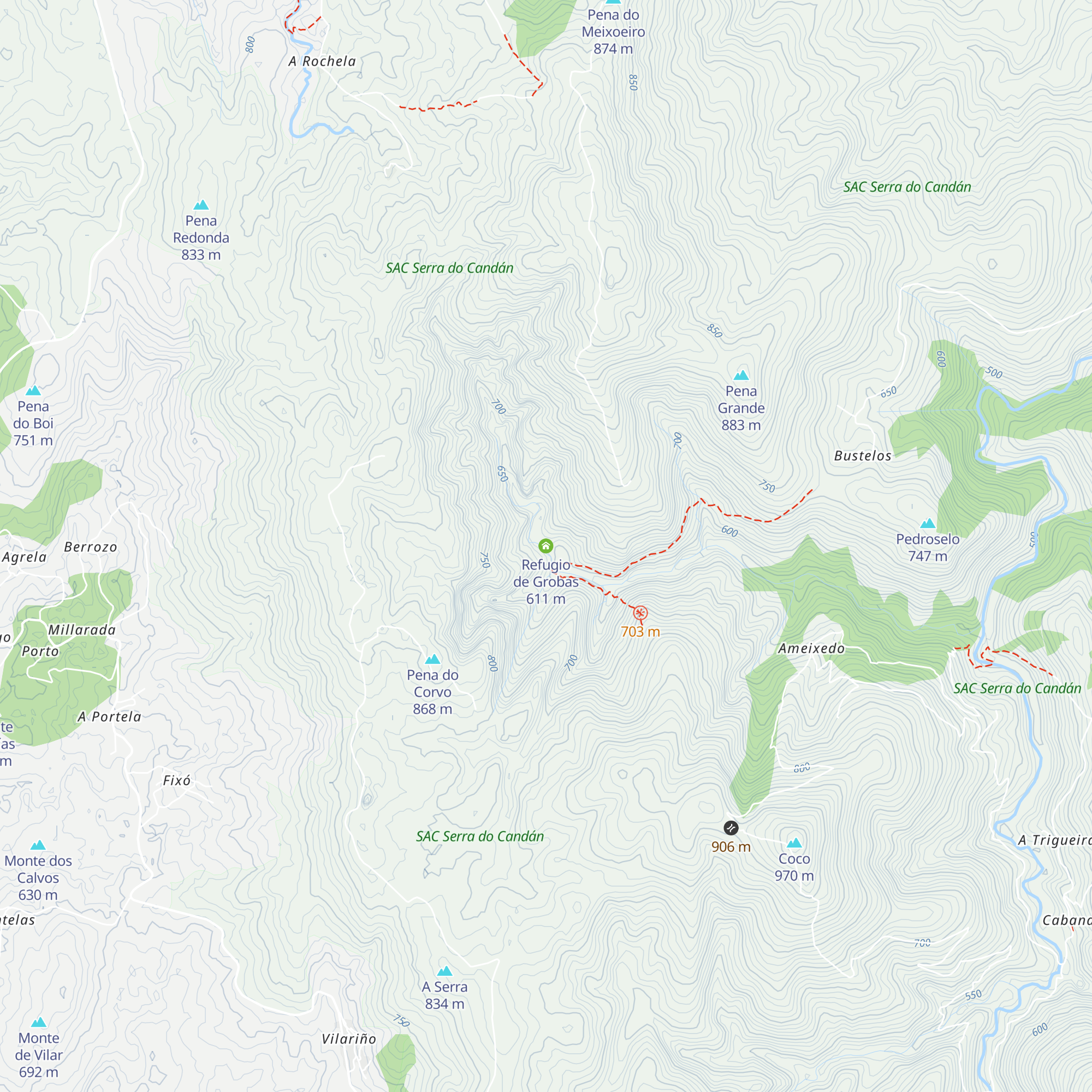 Refugio de Grobas map