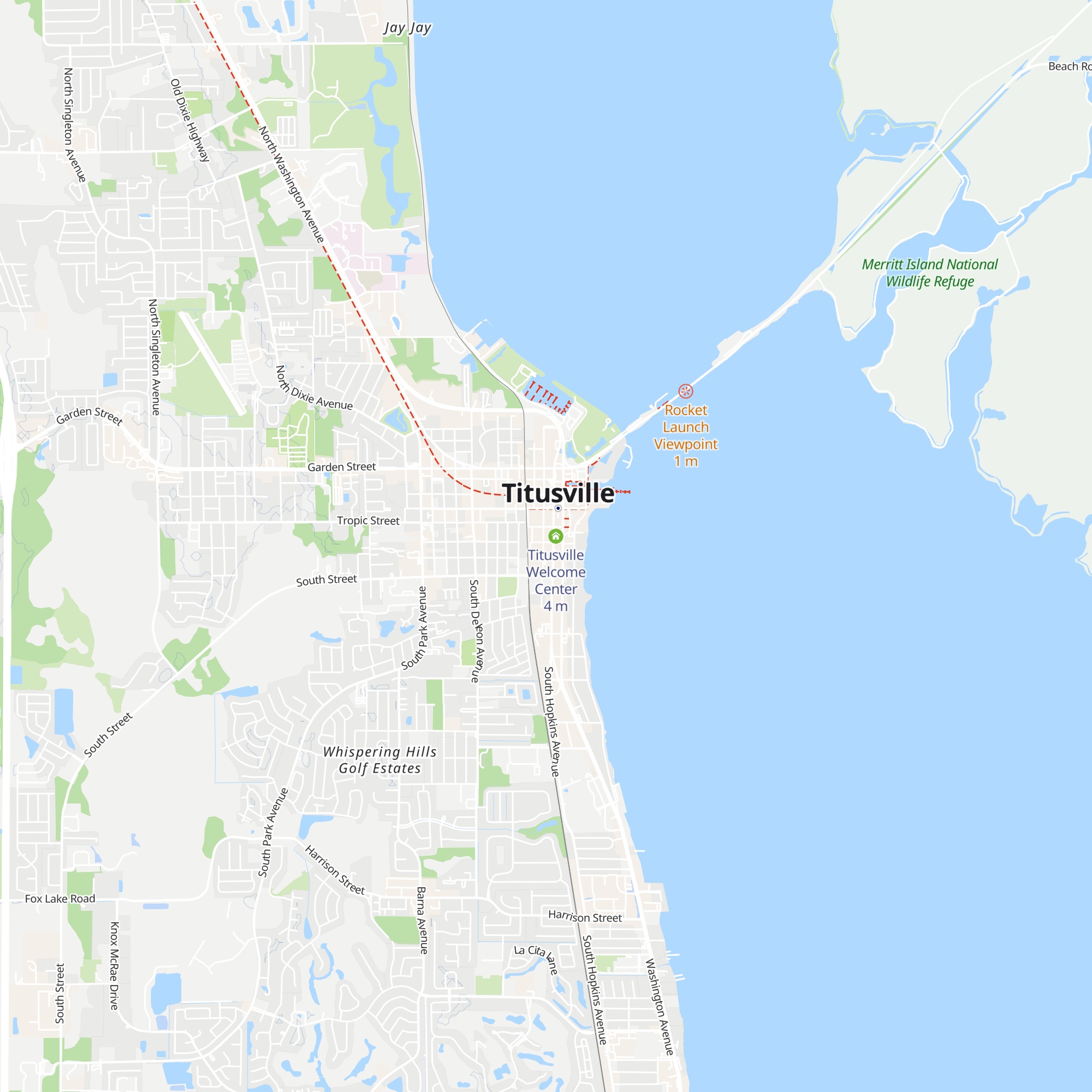 First Christian Church of Titusville;Titusville Welcome Center map