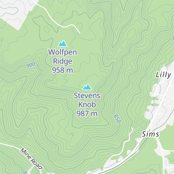 Map of Stevens Knob