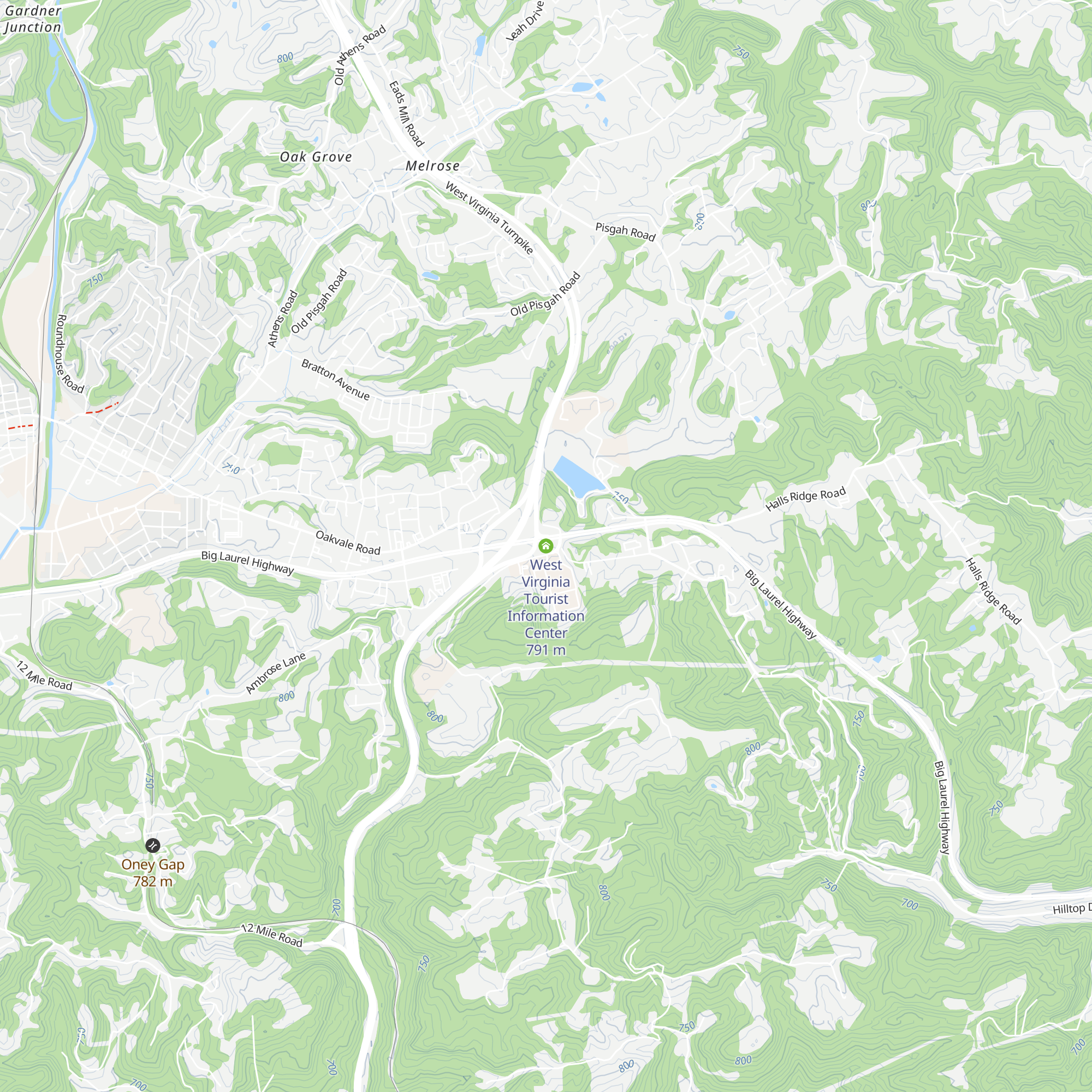 West Virginia Tourist Information Center map