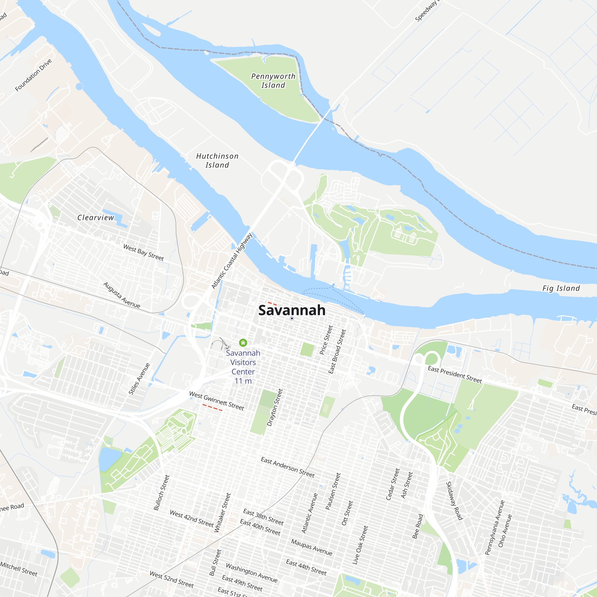 The River Street Visitor Information Center map