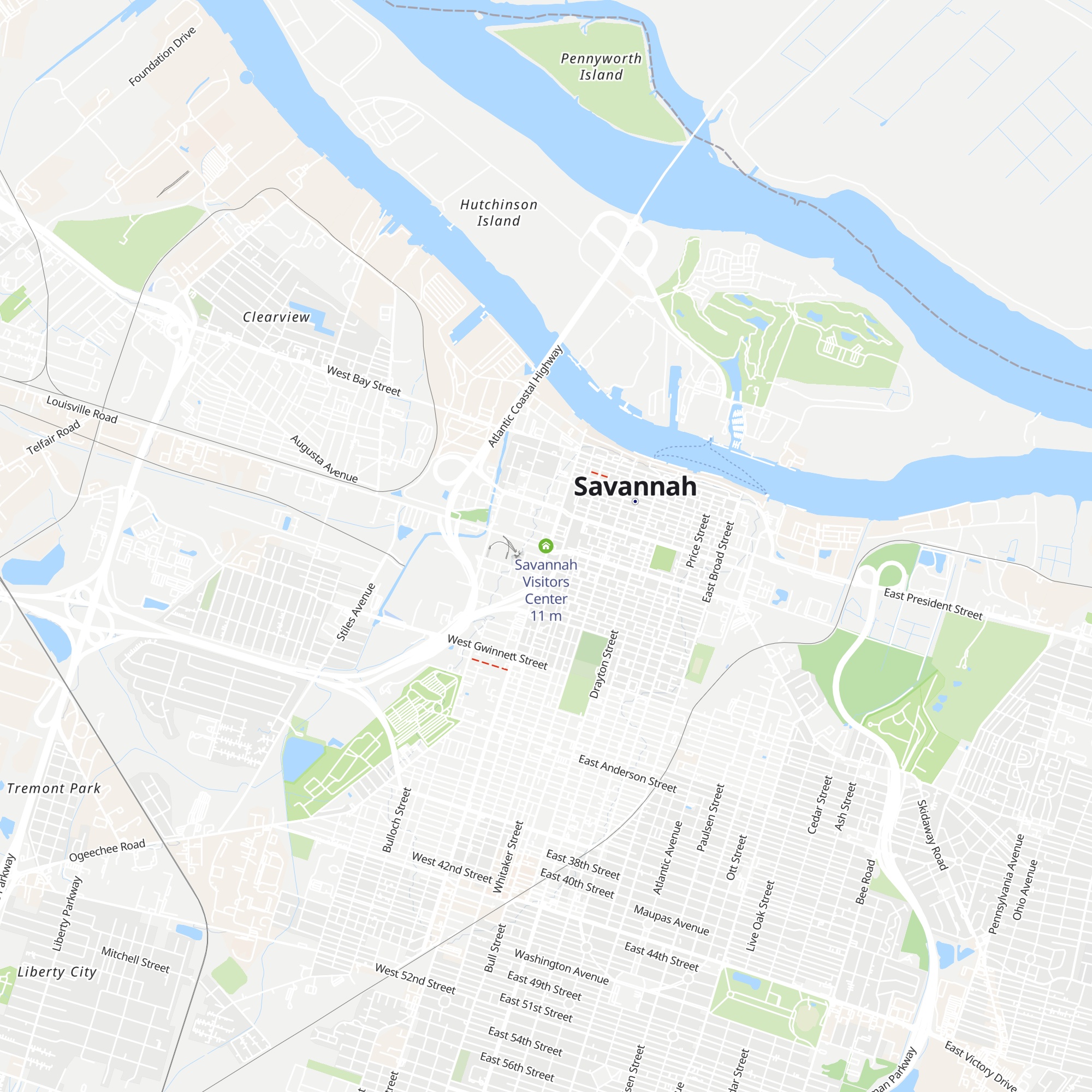 Savannah Visitors Center map