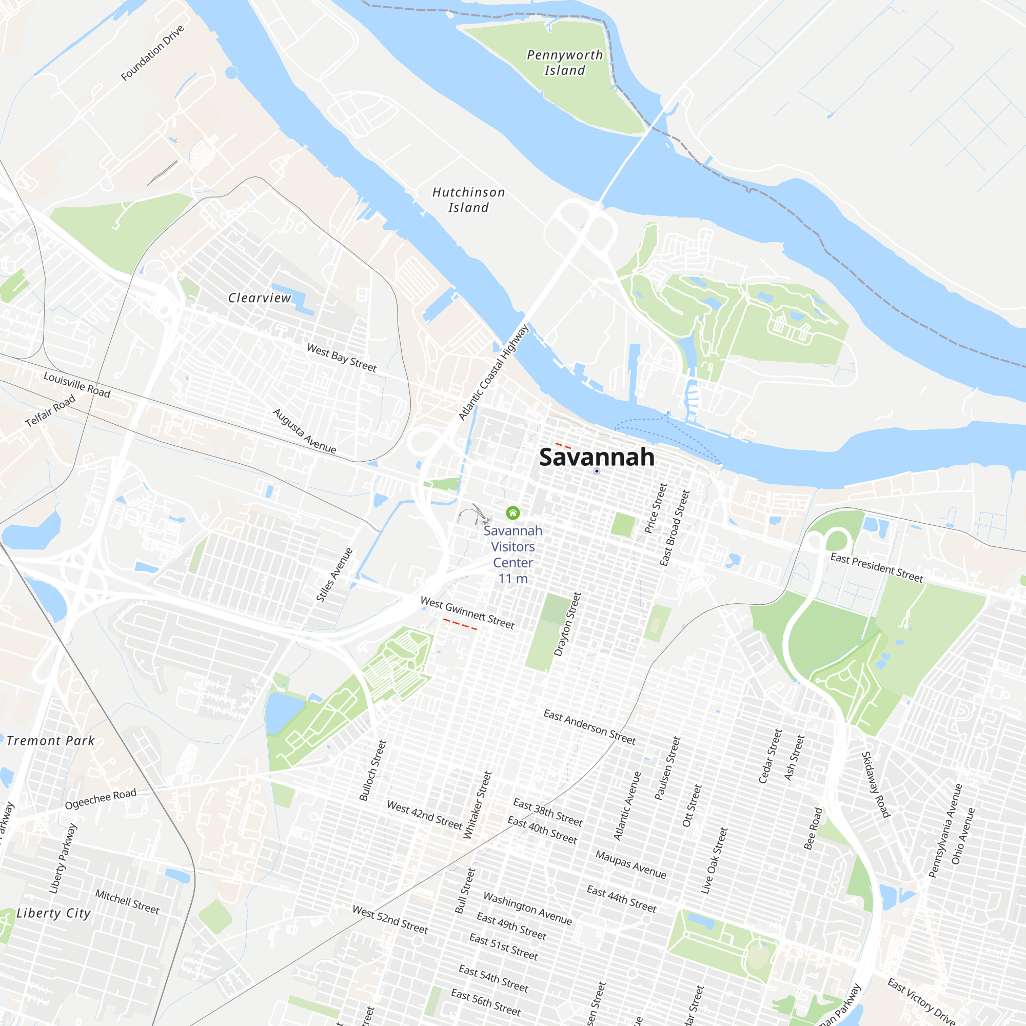 Savannah Visitors Center map