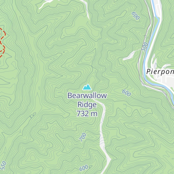 Map of Bearwallow Ridge