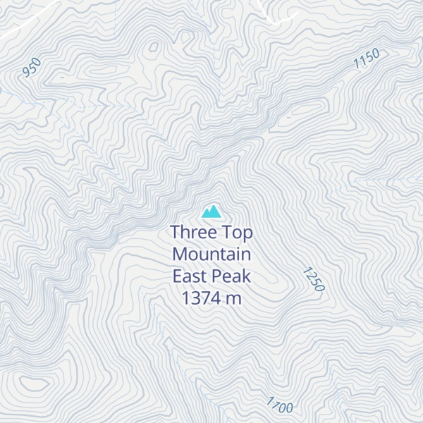 Map of Three Top Mountain East Peak