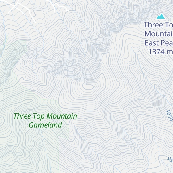 Map of Three Top Mountain Middle Peak