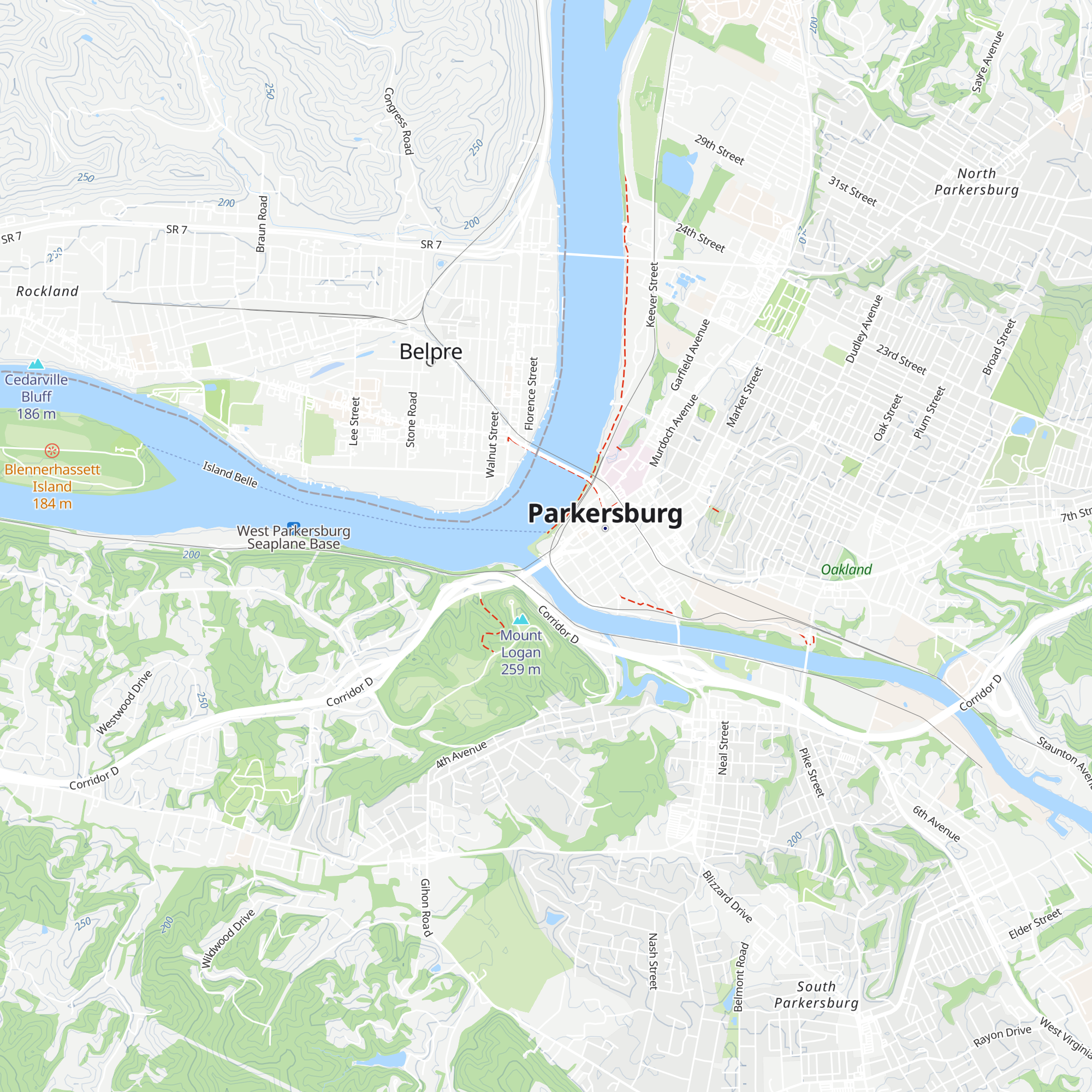 Visit Greater Parkersburg map