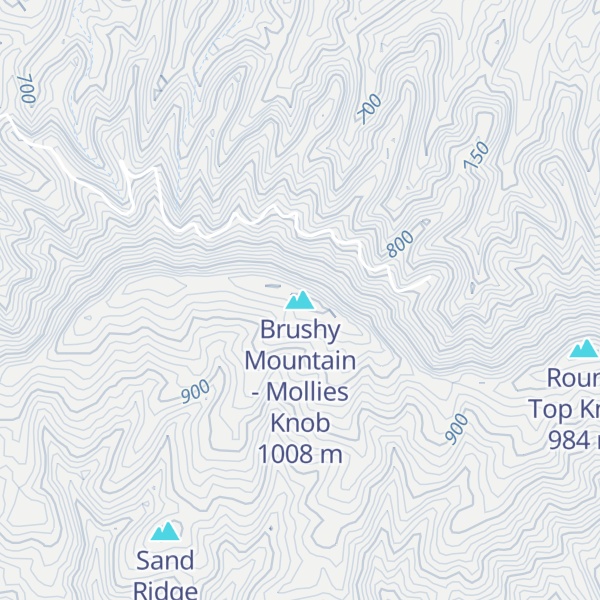 Map of Brushy Mountain - Mollies Knob