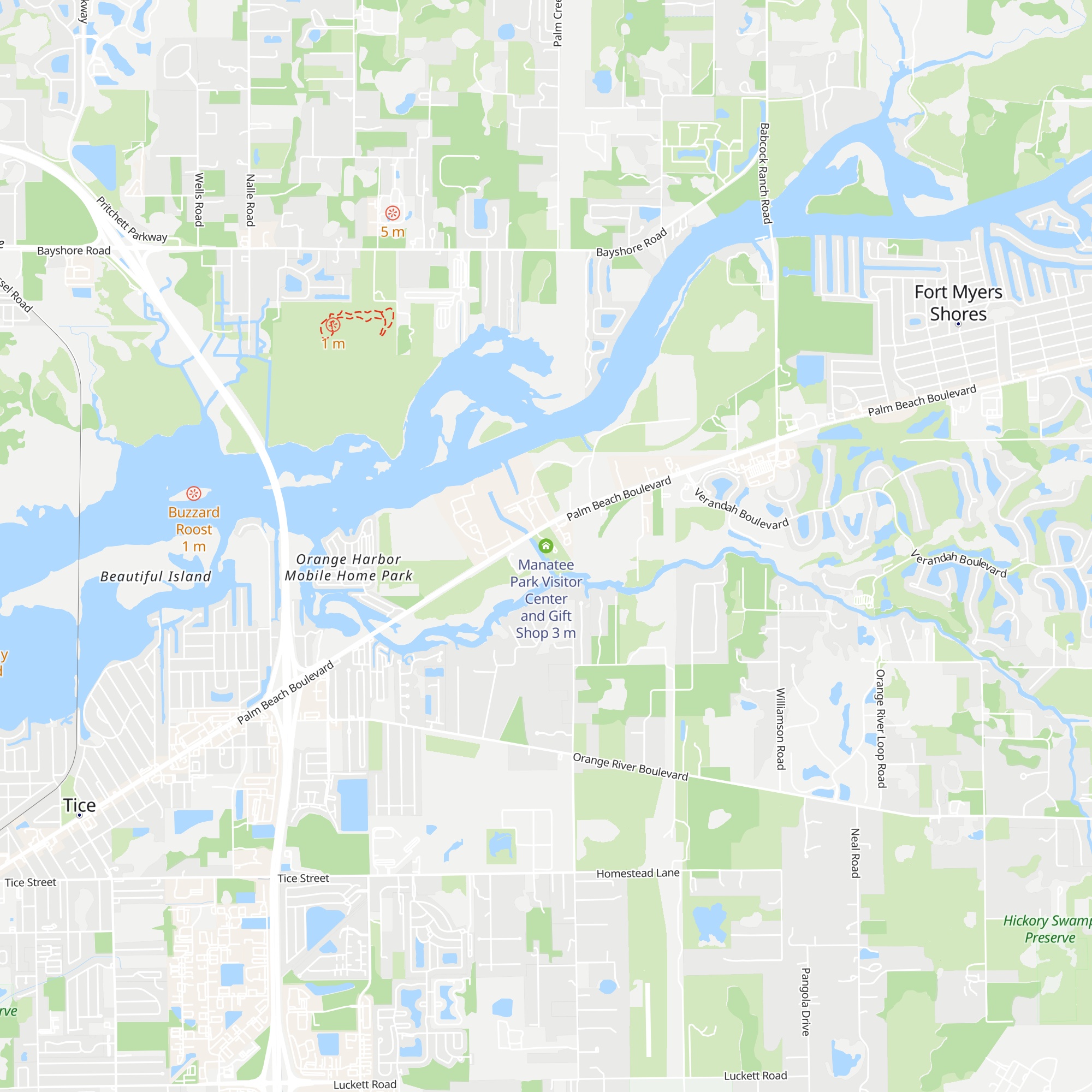 Manatee Park Visitor Center and Gift Shop map