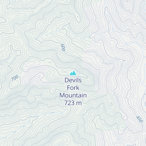 Map of Devils Fork Mountain