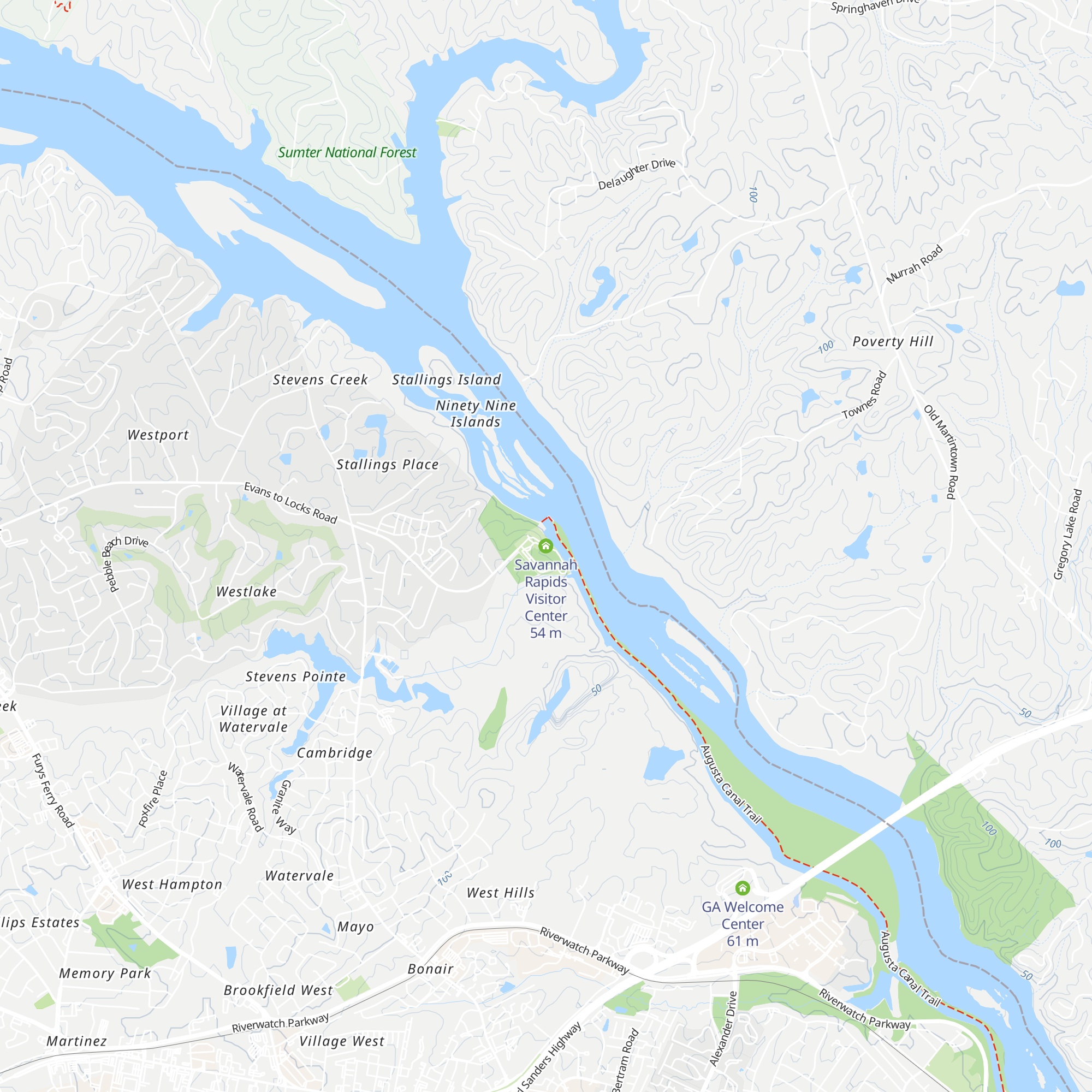 Savannah Rapids Visitor Center map