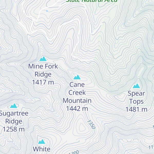Map of Cane Creek Mountain