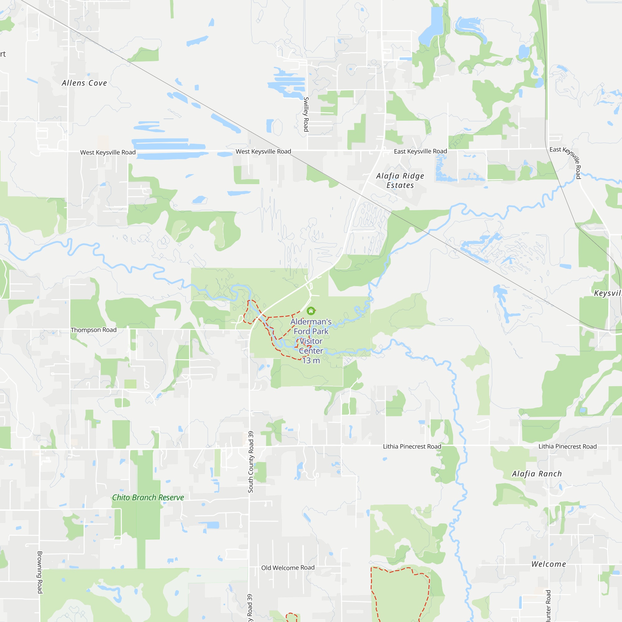 Alderman's Ford Park Visitor Center map