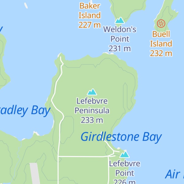 Map of Lefebvre Peninsula