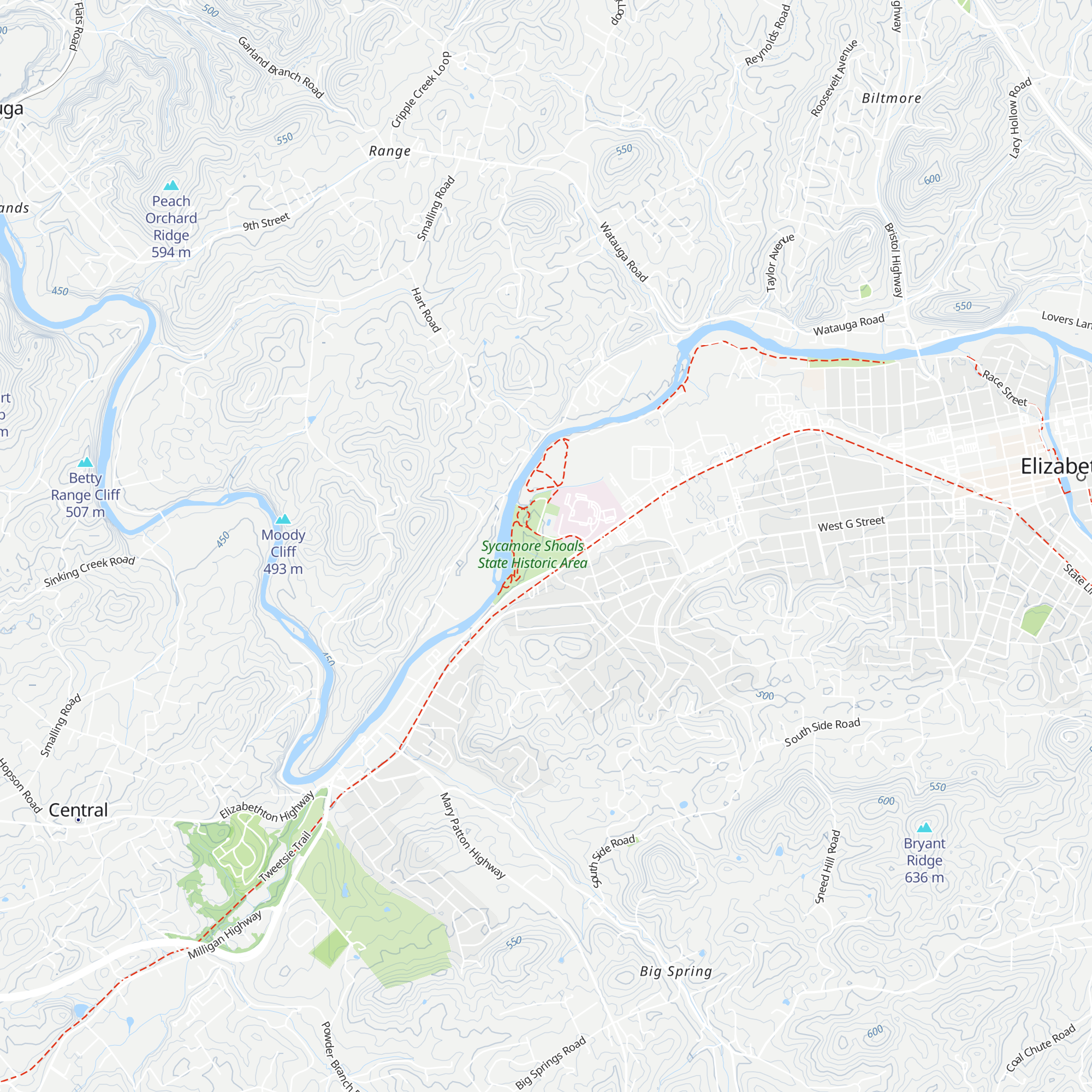 Sycamore Shoals State Park Visitor Center map