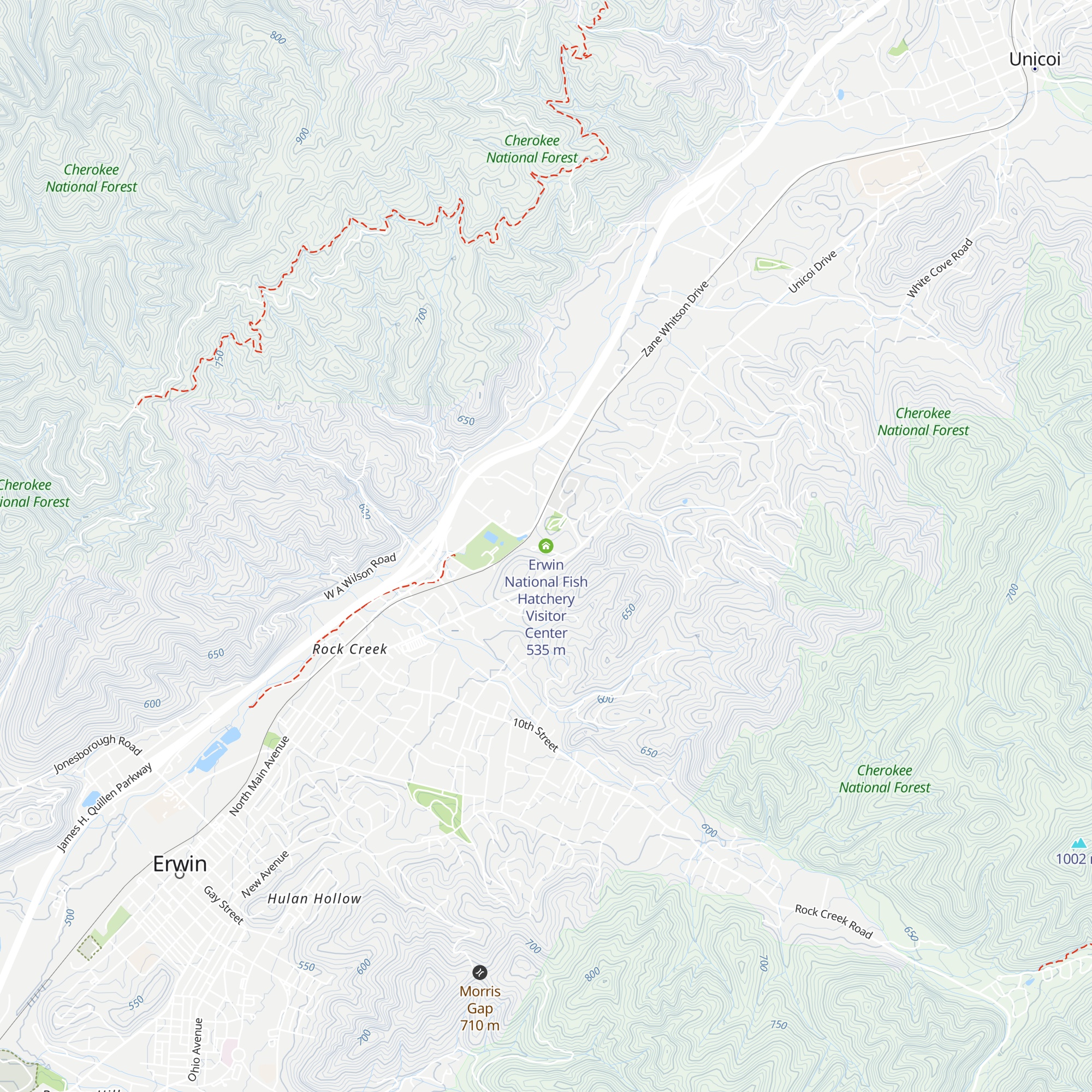 Erwin National Fish Hatchery Visitor Center map