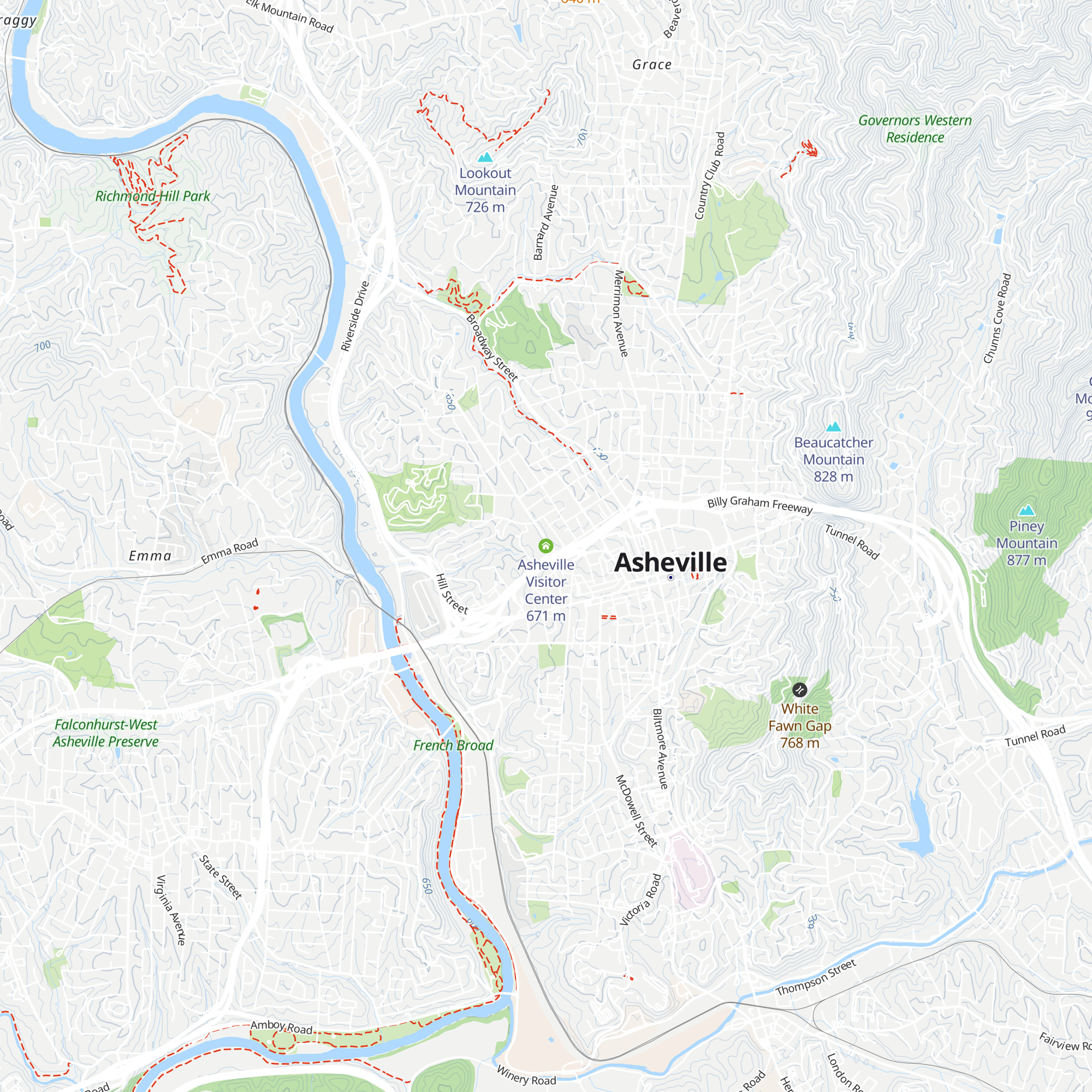 Asheville Visitor Center map