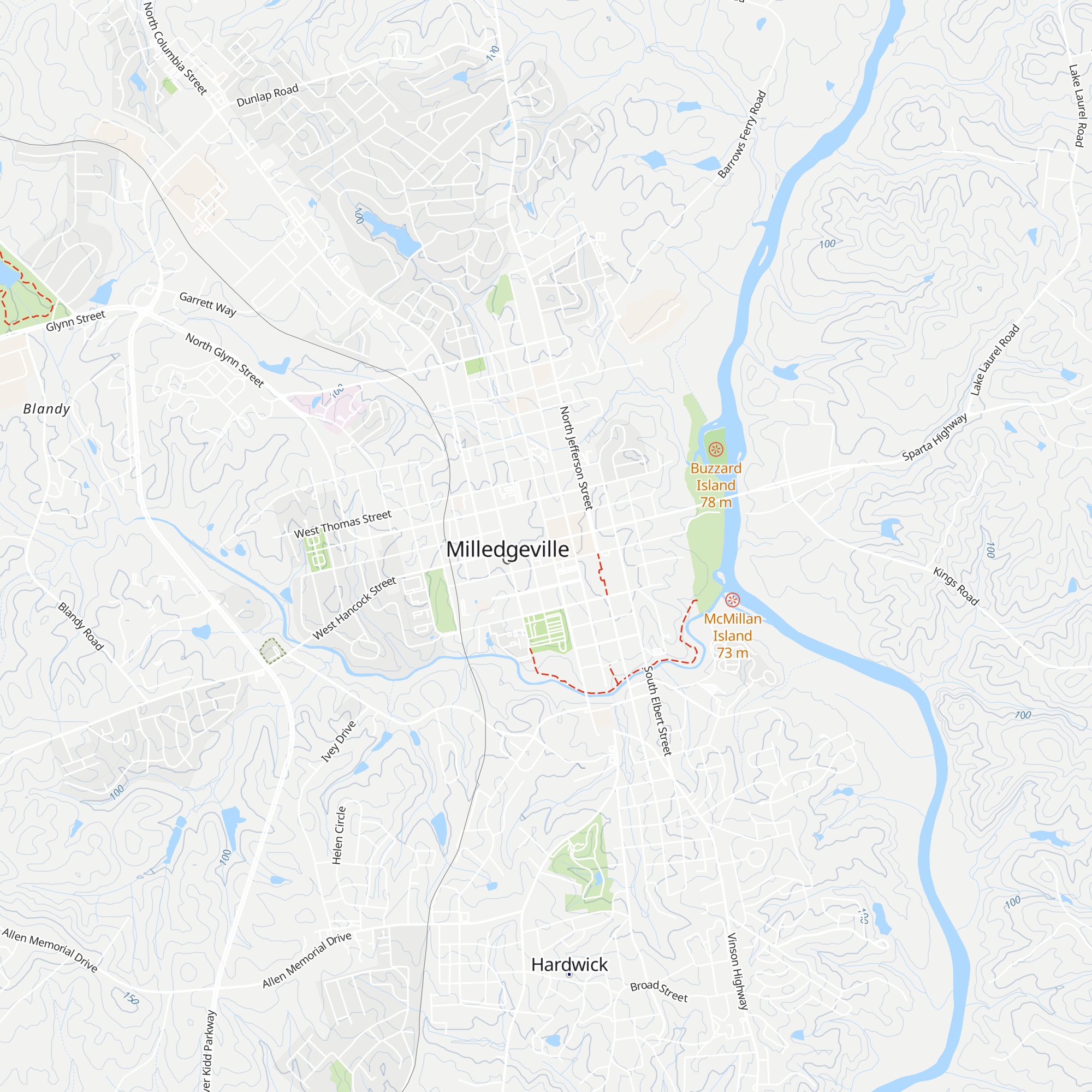 Milledgeville Convention & Visitors Bureau map