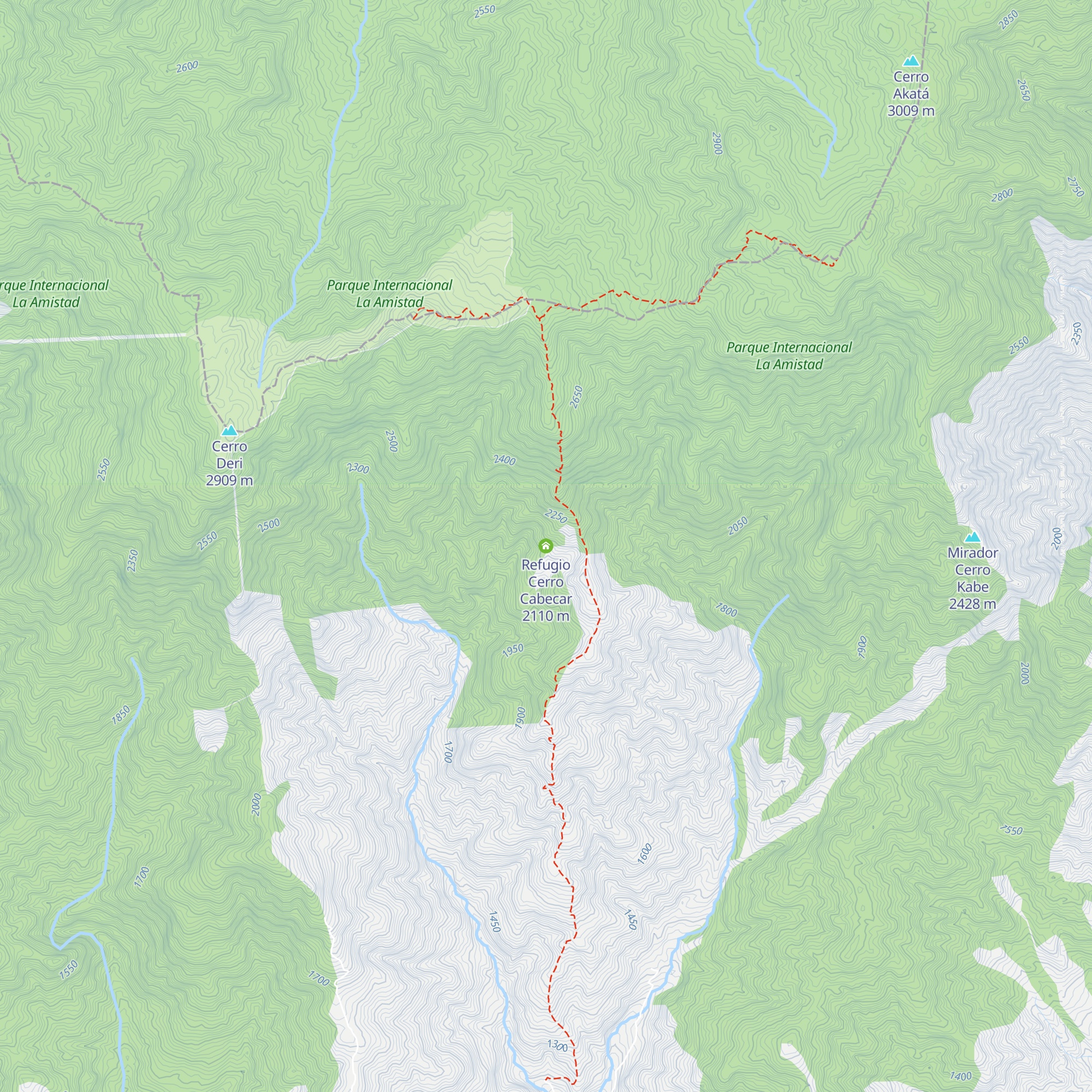 Refugio Cerro Cabecar map