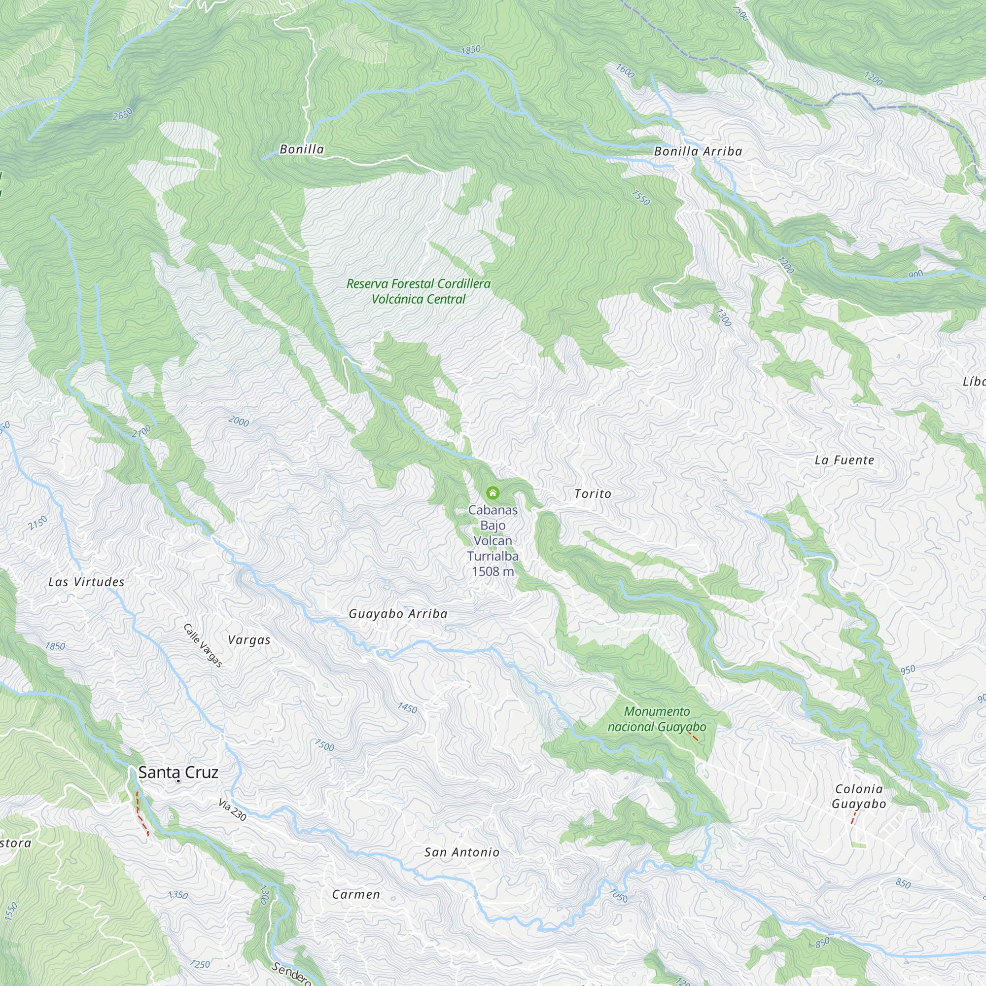 Cabanas Bajo Volcan Turrialba map