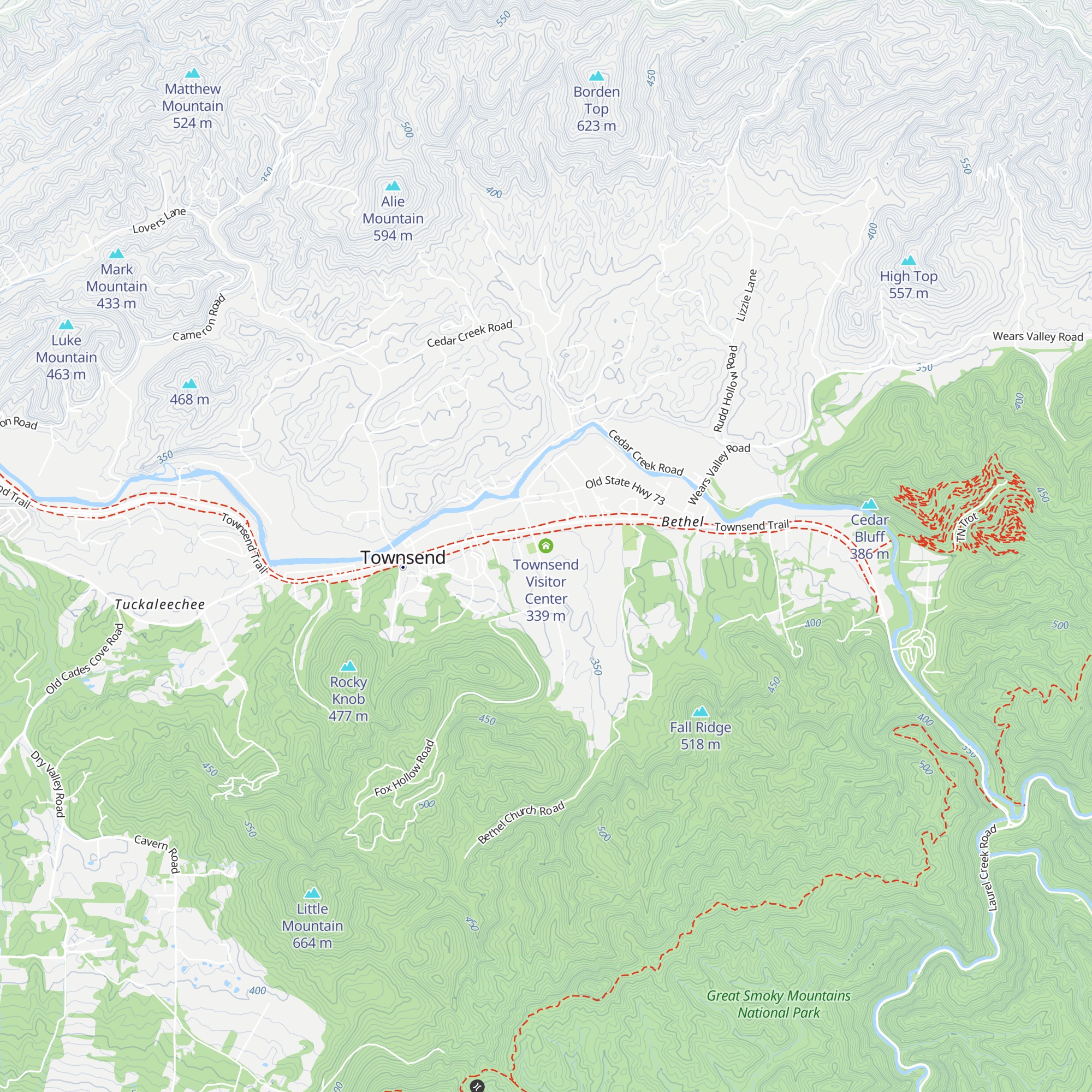Townsend Visitor Center map