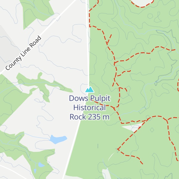 Map of Dows Pulpit Historical Rock