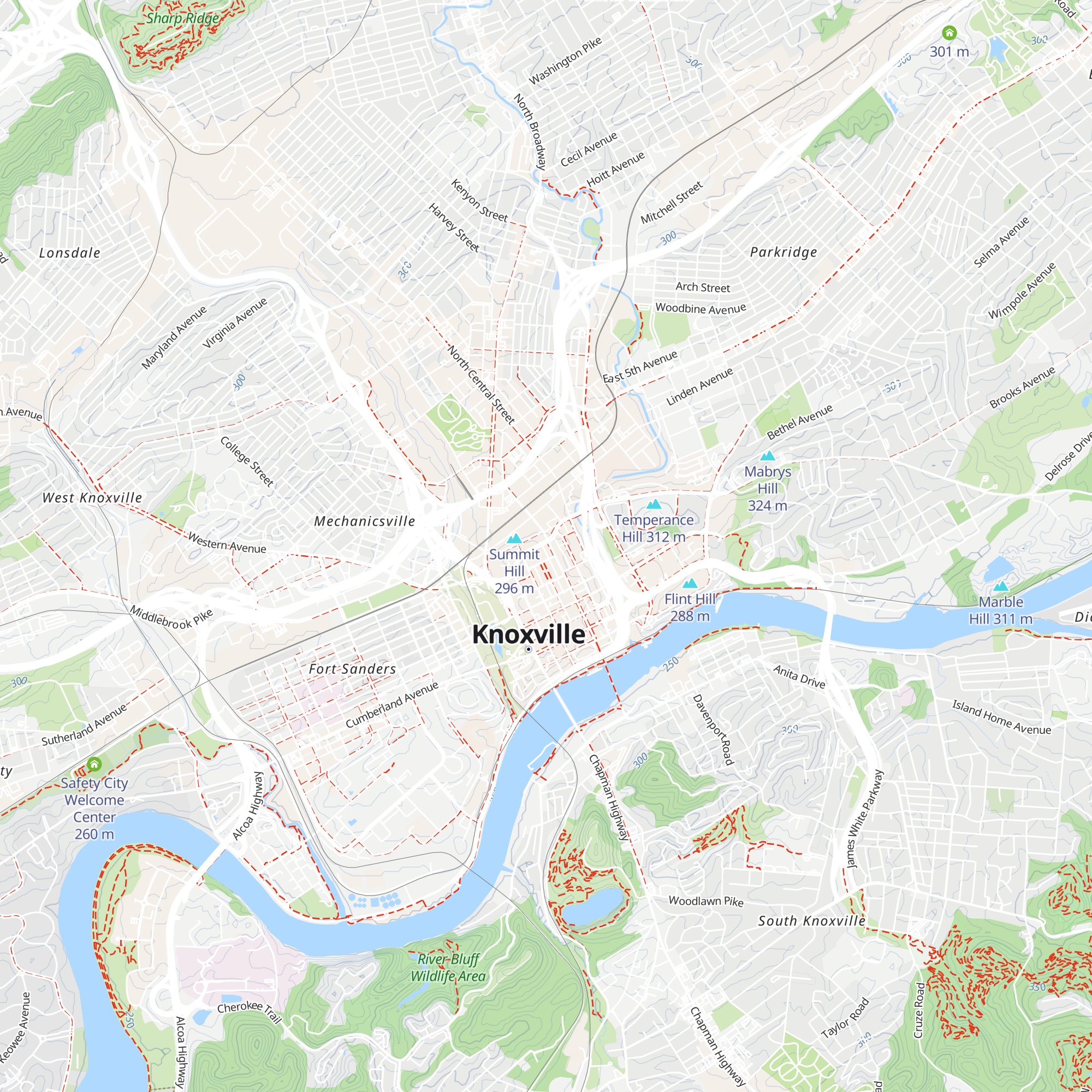 Visit Knoxville Visitors Center map