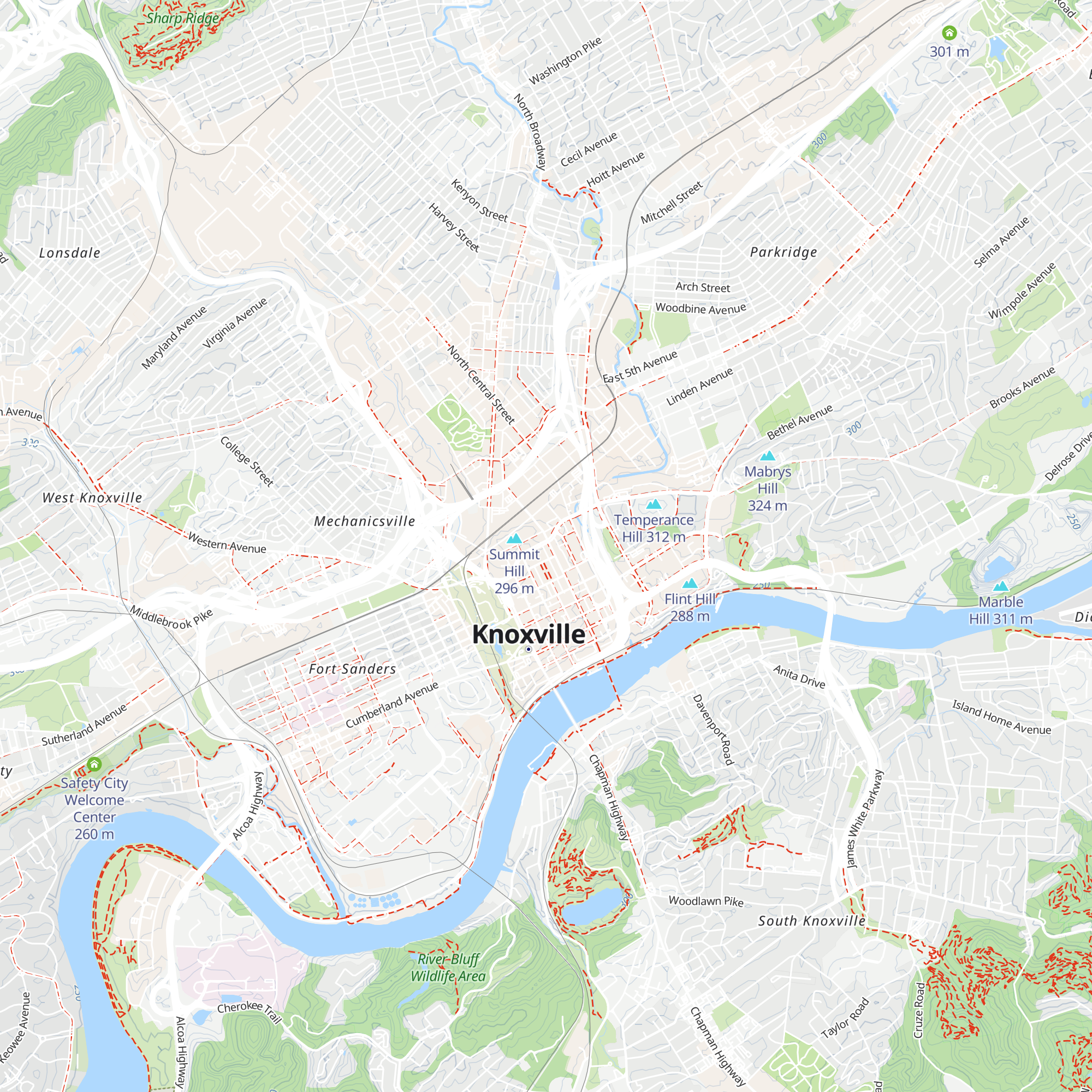 Visit Knoxville Visitors Center map