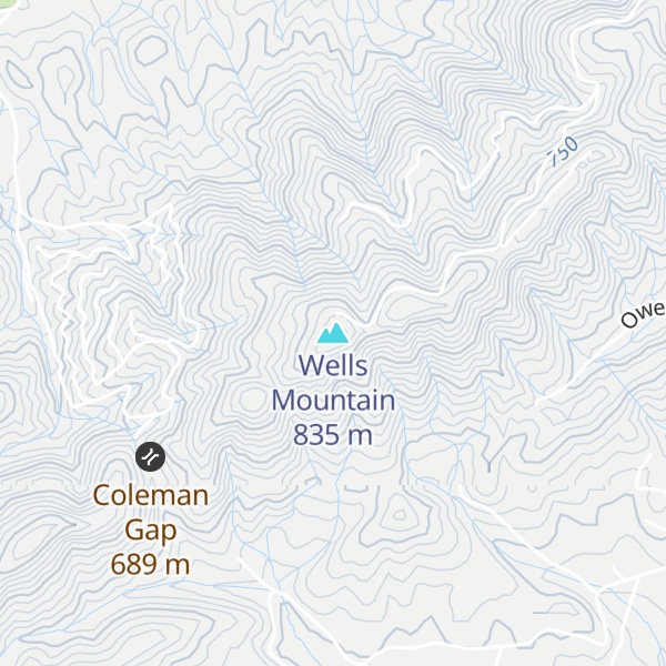 Map of Wells Mountain