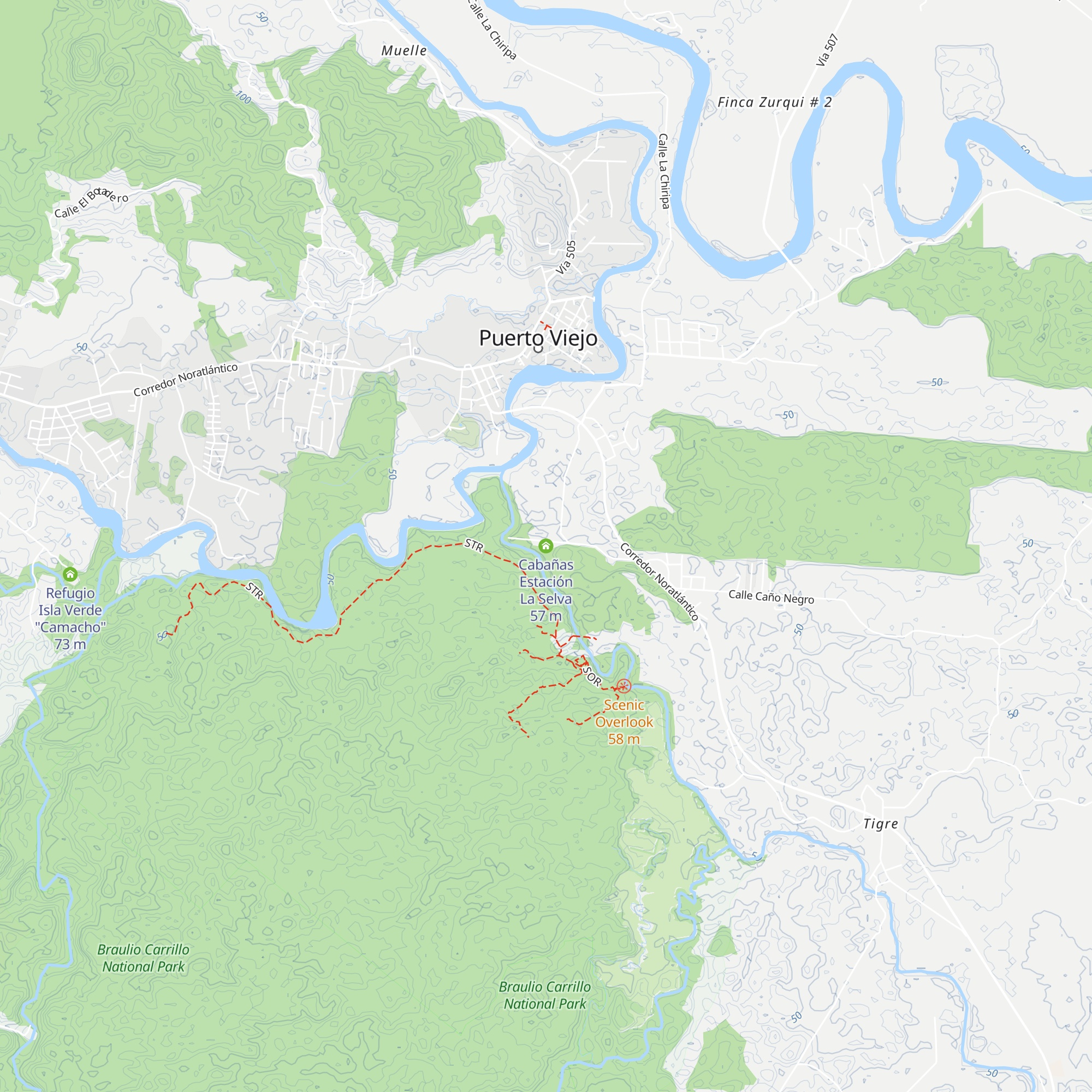 Cabañas Estación La Selva map