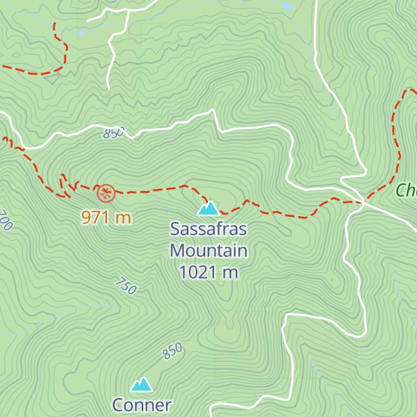 Map of Sassafras Mountain