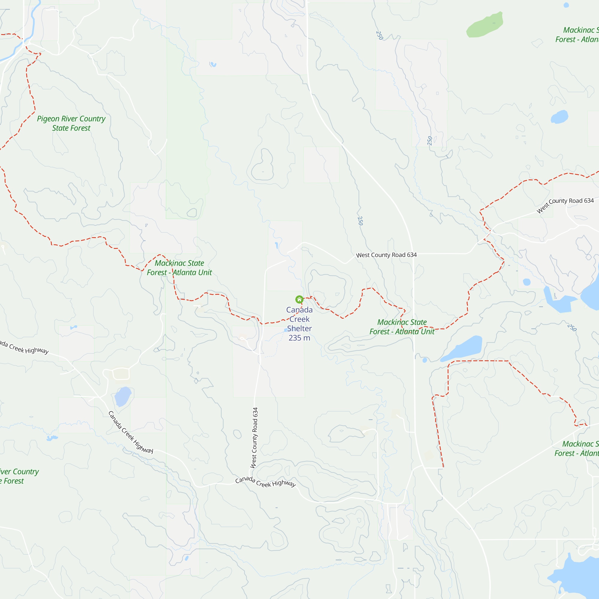 Canada Creek Shelter map