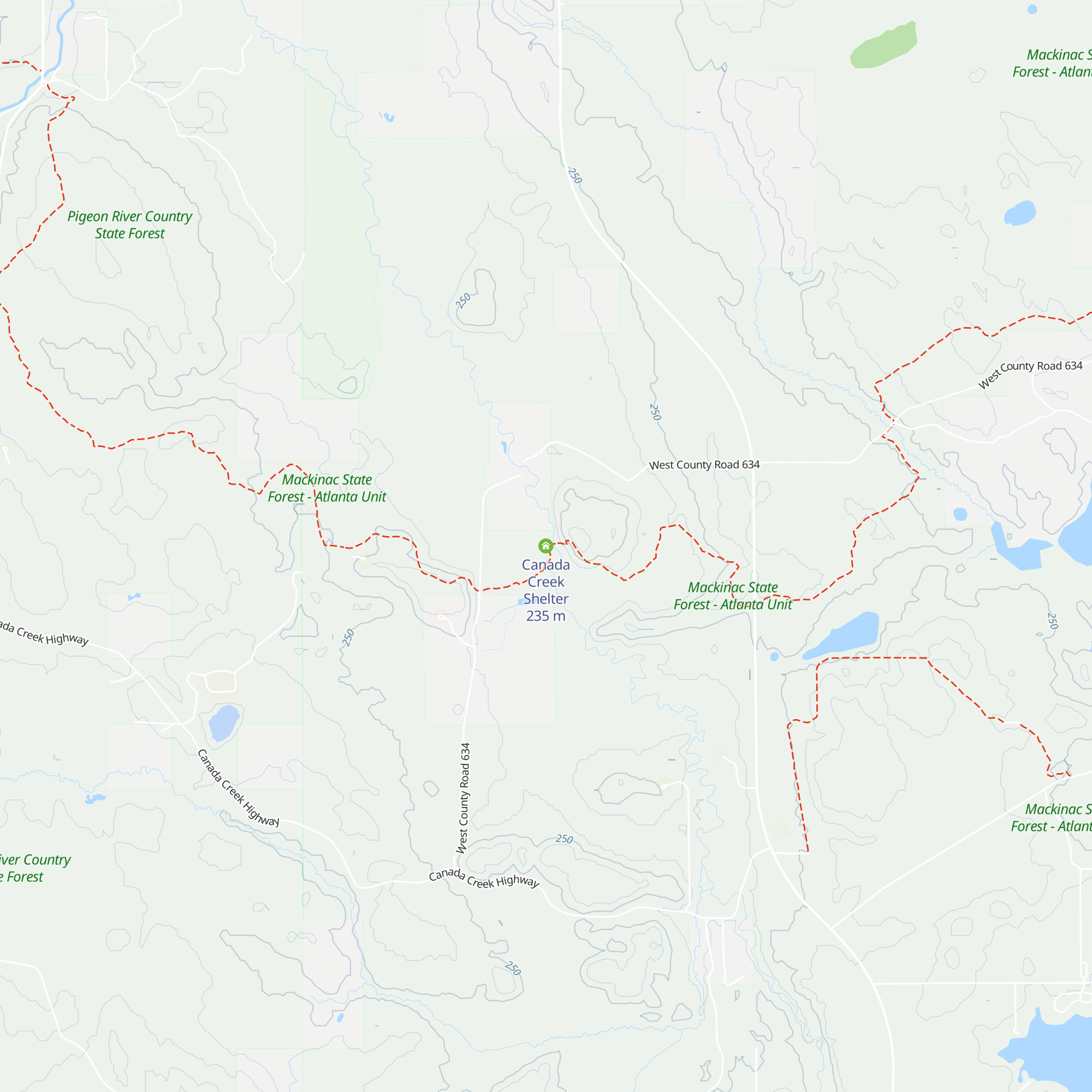 Canada Creek Shelter map