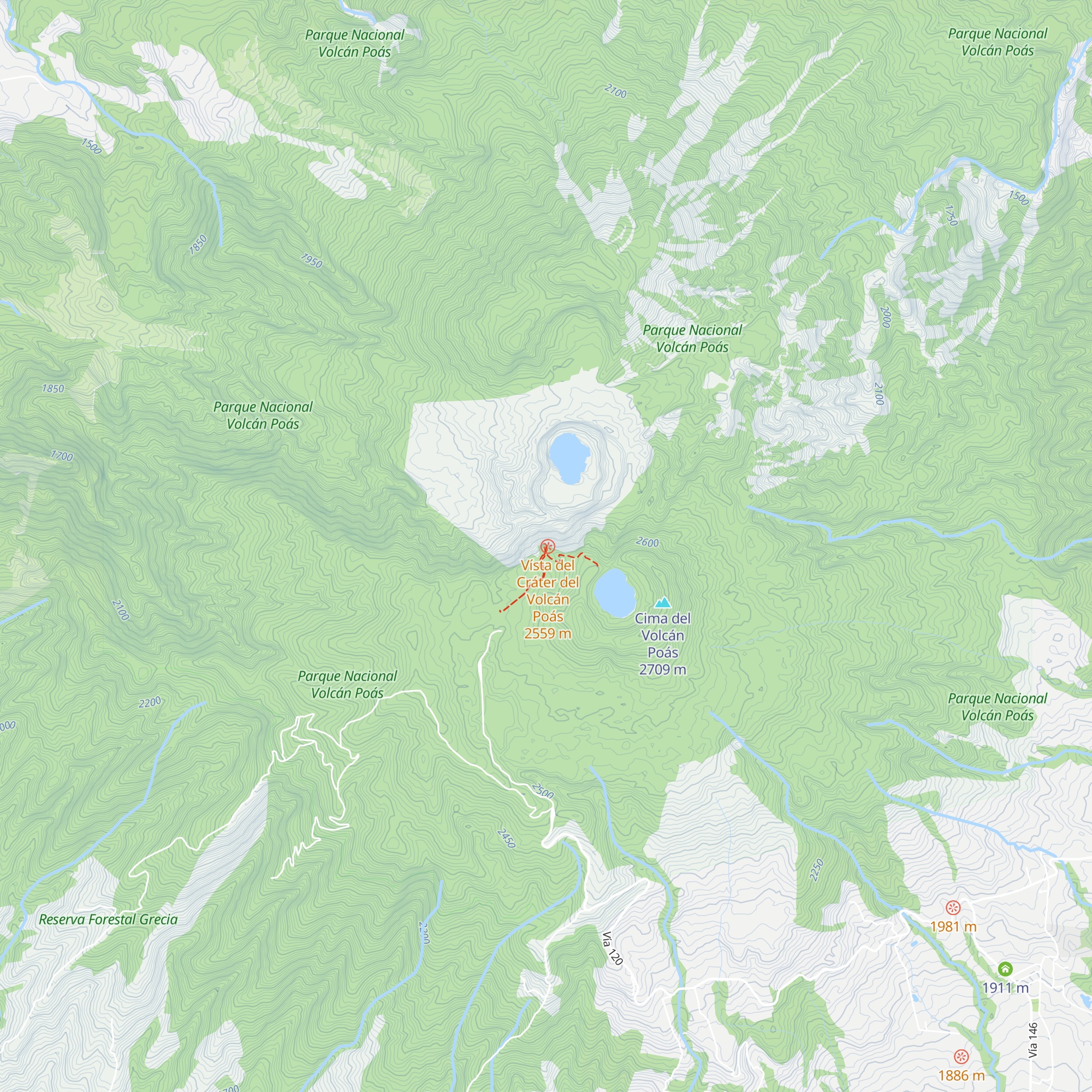 Refugio en caso de Erupción map