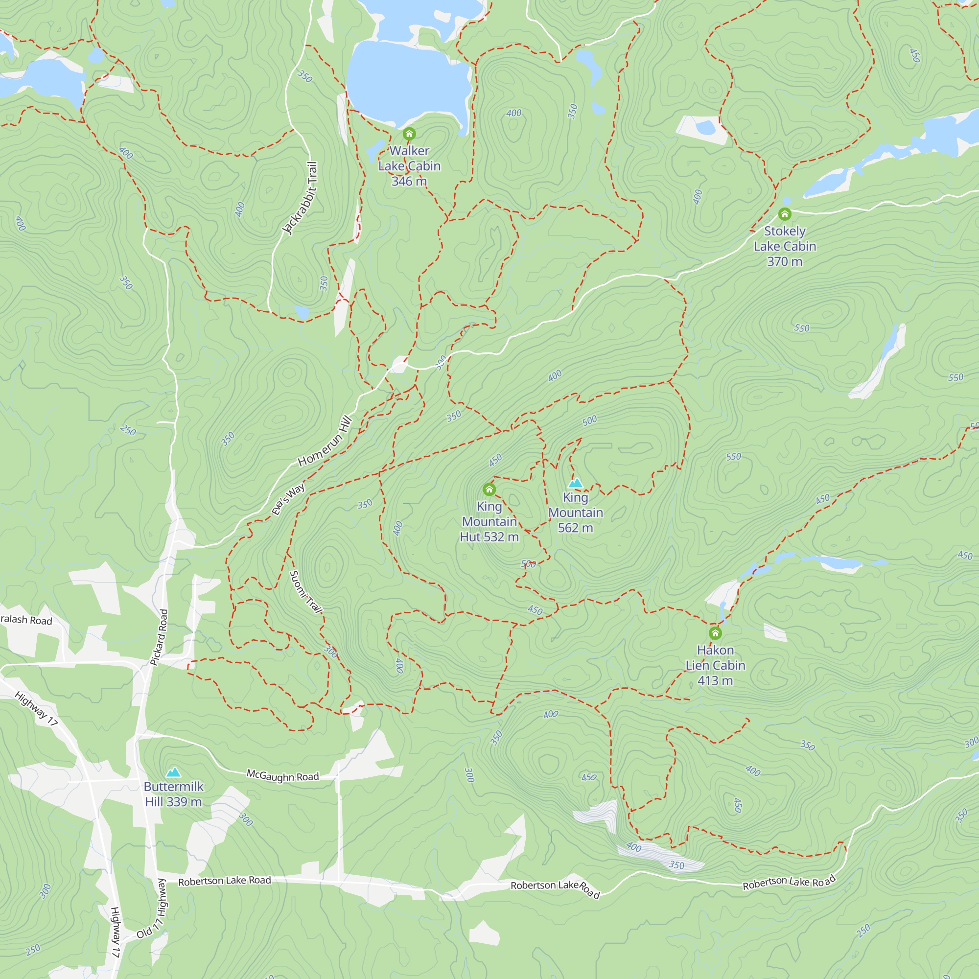 King Mountain Hut map
