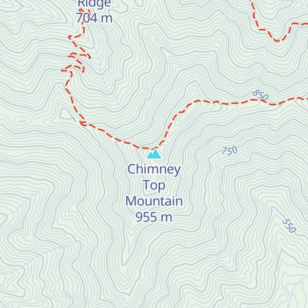 Map of Chimney Top Mountain