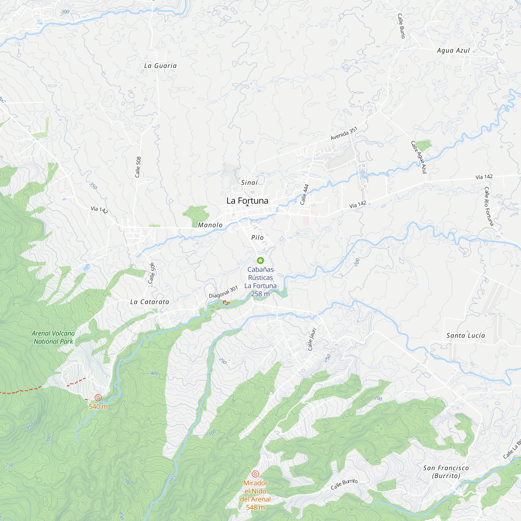 Cabañas Rústicas La Fortuna map