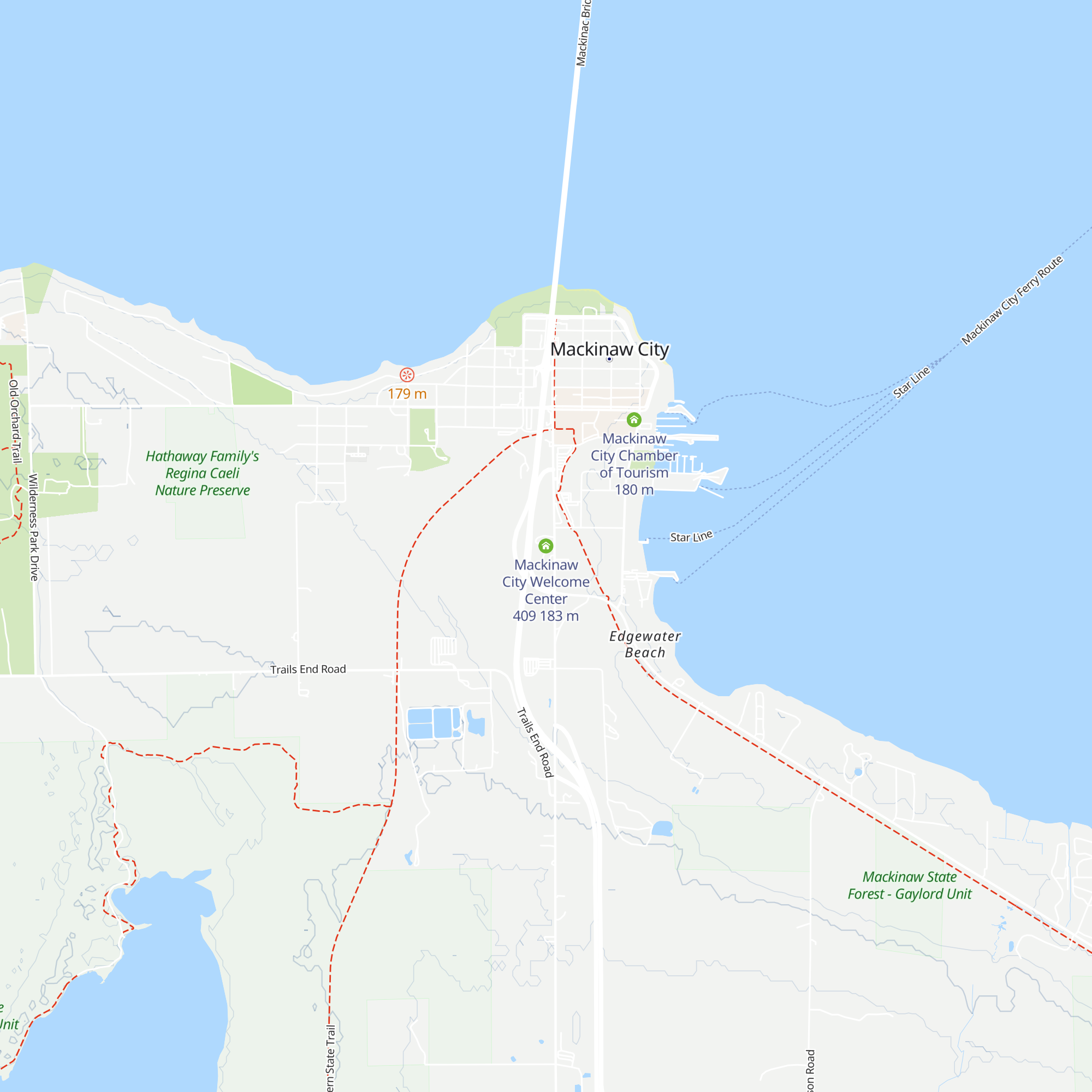 Mackinaw City Welcome Center 409 map